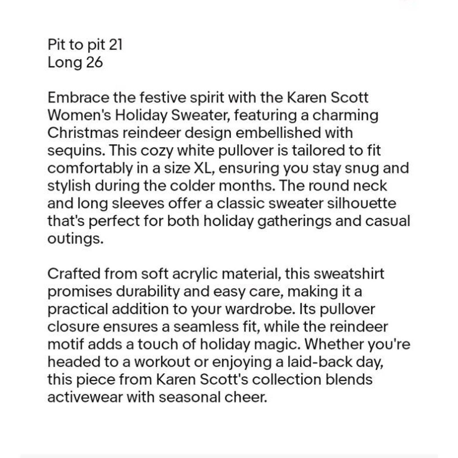 Other Karen Scott Women White Holiday Sweater Xl Raindeer Sequins Size XL / US 12-14 / IT 48-50 - 8 Thumbnail