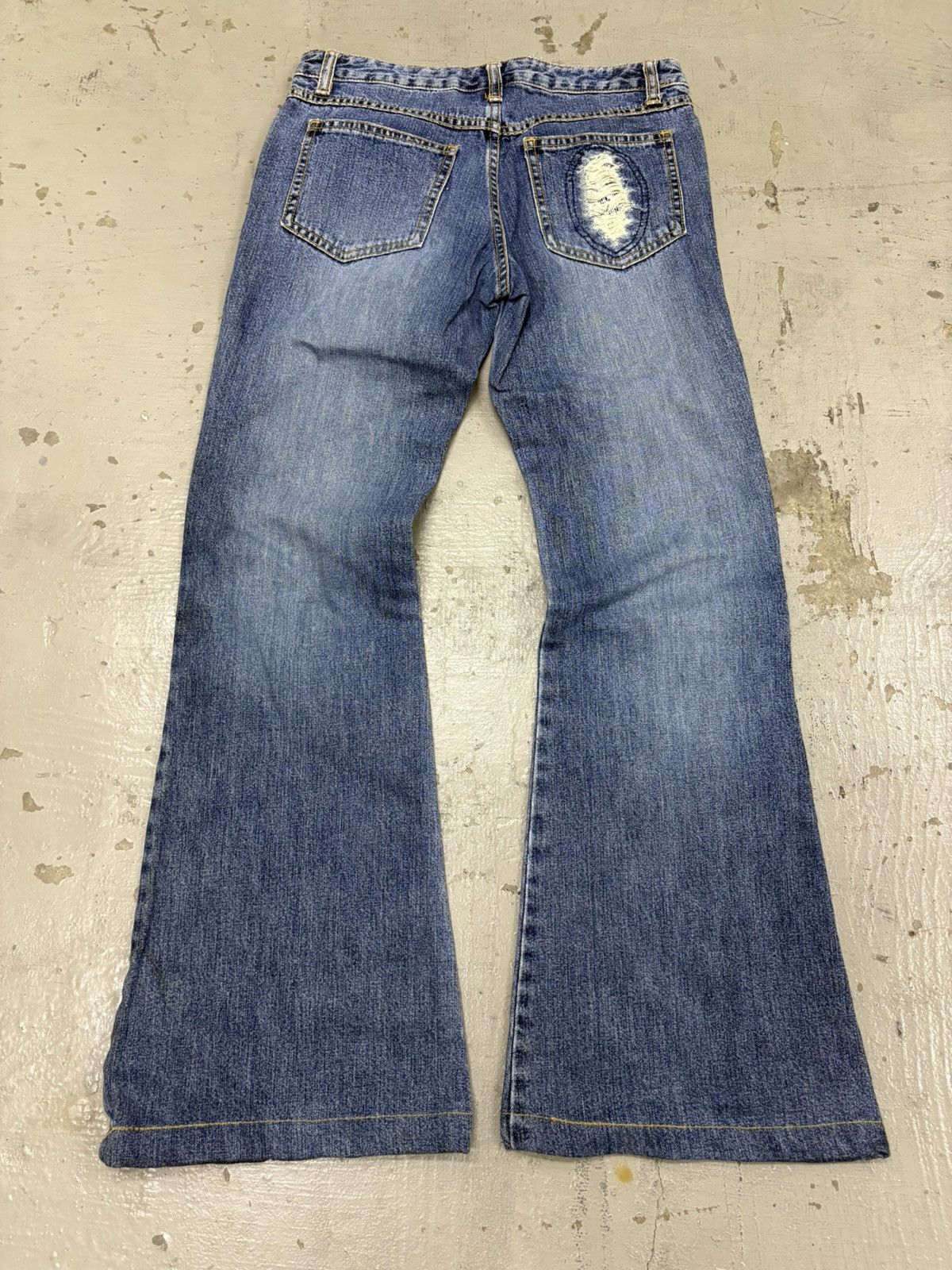 If Six Was Nine Beast Flared Distress Denim Jeans Size US 28 / EU 44 - 6 Thumbnail