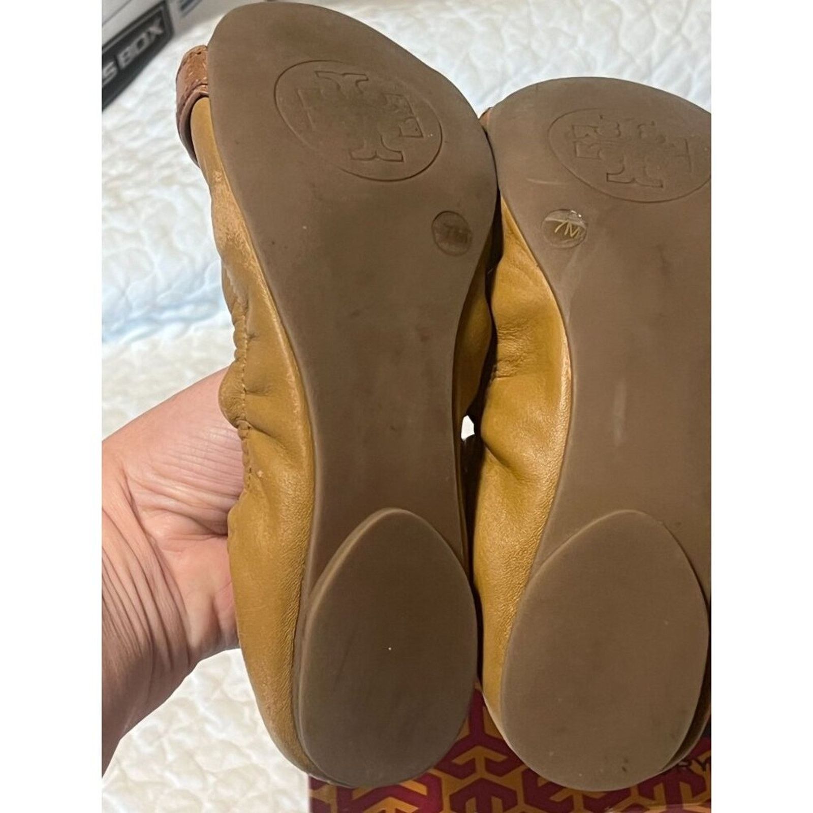 Tory Burch TORY BURCH Ambrose Ballet Flats Leather Camel Brown Gold 7 B Size US 7 / IT 37 - 8 Thumbnail