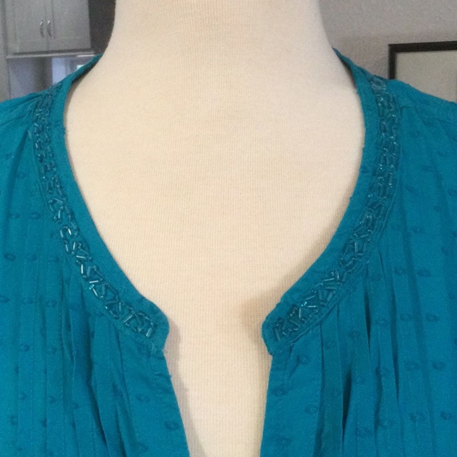Other Catherines Turquoise Pleated Tunic Top SZ 4X 30/32W Size 4XL / US 24-26 - 3 Thumbnail