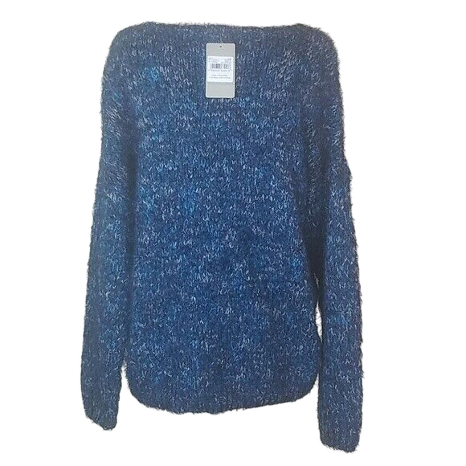 Tumi TU Sweater16 Blue Fuzzy Comfy Cozy Pullover Jumper Casual Size XXL / US 16-18 / IT 52-54 - 3 Thumbnail