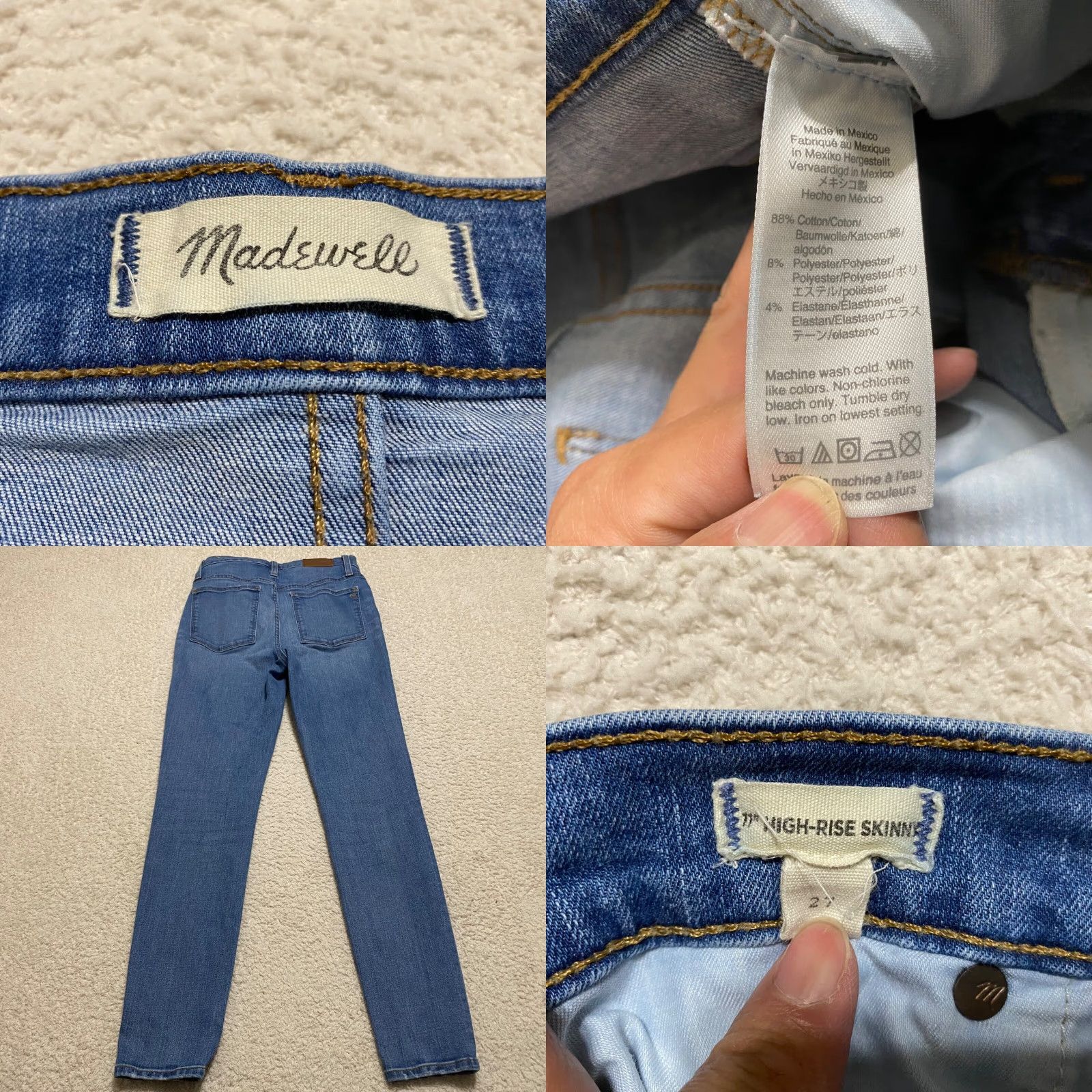 Madewell Madewell Jeans Womens Blue Denim High Rise Skinny 27 Medium Wash Regular 5-Pocket Style Adult Womens Jeans Size 27" / US 4 / IT 40 - 8 Thumbnail