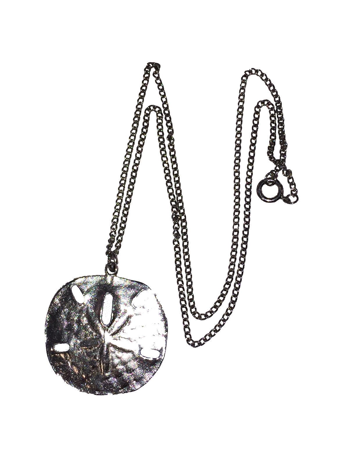 Designer Fun Vintage Sand Dollar Pewter Pendant Necklace Size ONE SIZE - 2 Thumbnail