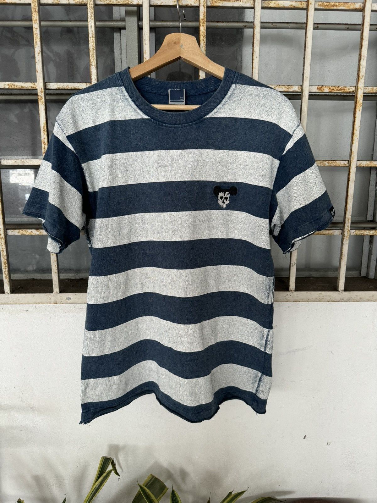 image of Distressed Stripe Ppfm Shirt No Pain No Gain in Blue/White, Men's (Size Medium)