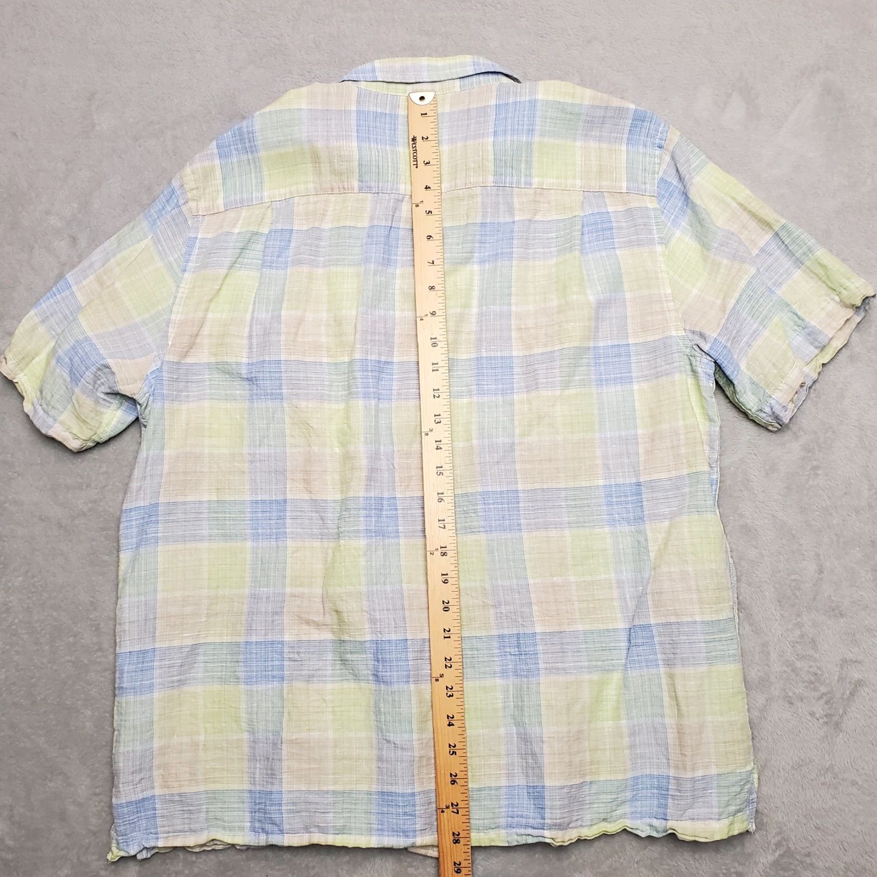 Roundtree & Yorke VINTAGE Roundtree Yorke Shirt Mens Large Blue Plaid 60% Linen Short Sleeve Button Casual Size US L / EU 52-54 / 3 - 7 Thumbnail