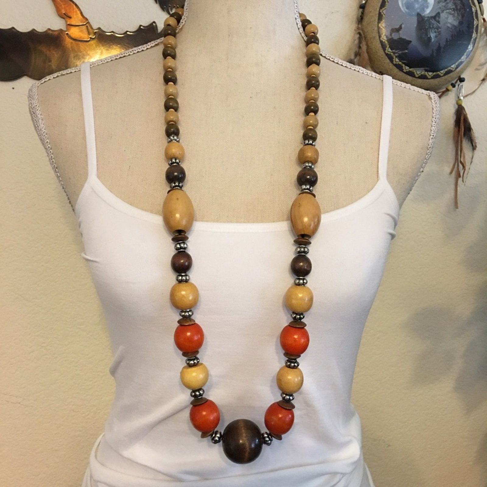 Vintage Vintage 70s-80s era wood bead long necklace Size ONE SIZE - 1 Thumbnail