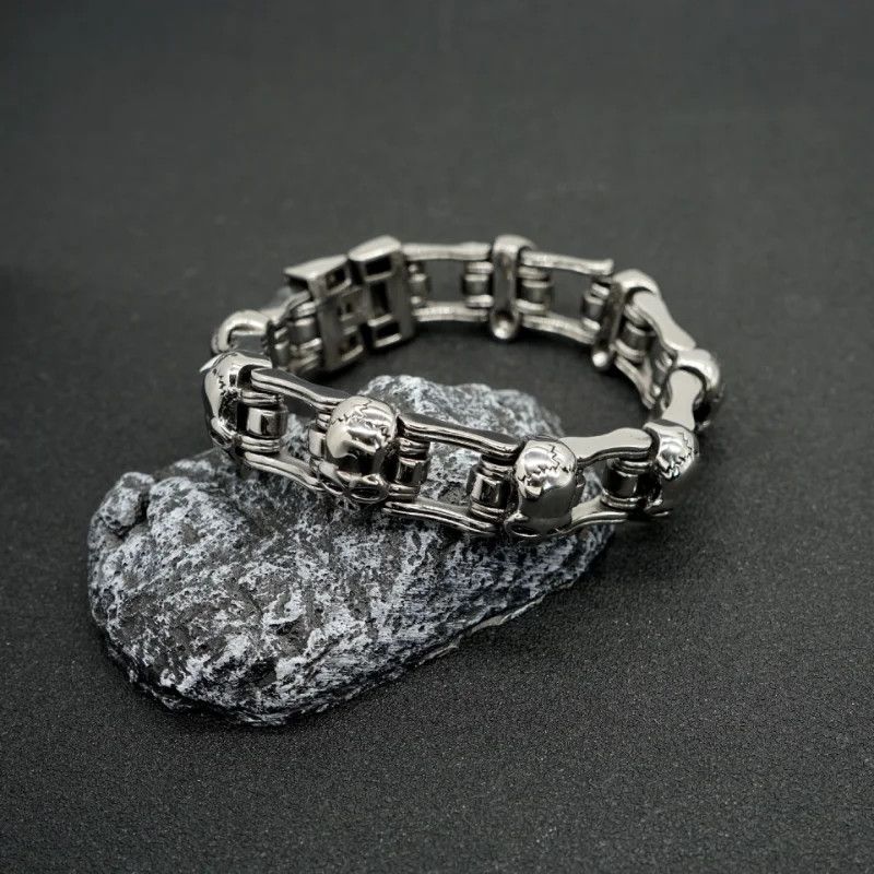Japanese Brand × Vintage Skull Motorcycle Punk Bracelet Titanium Steel Size ONE SIZE - 3 Thumbnail
