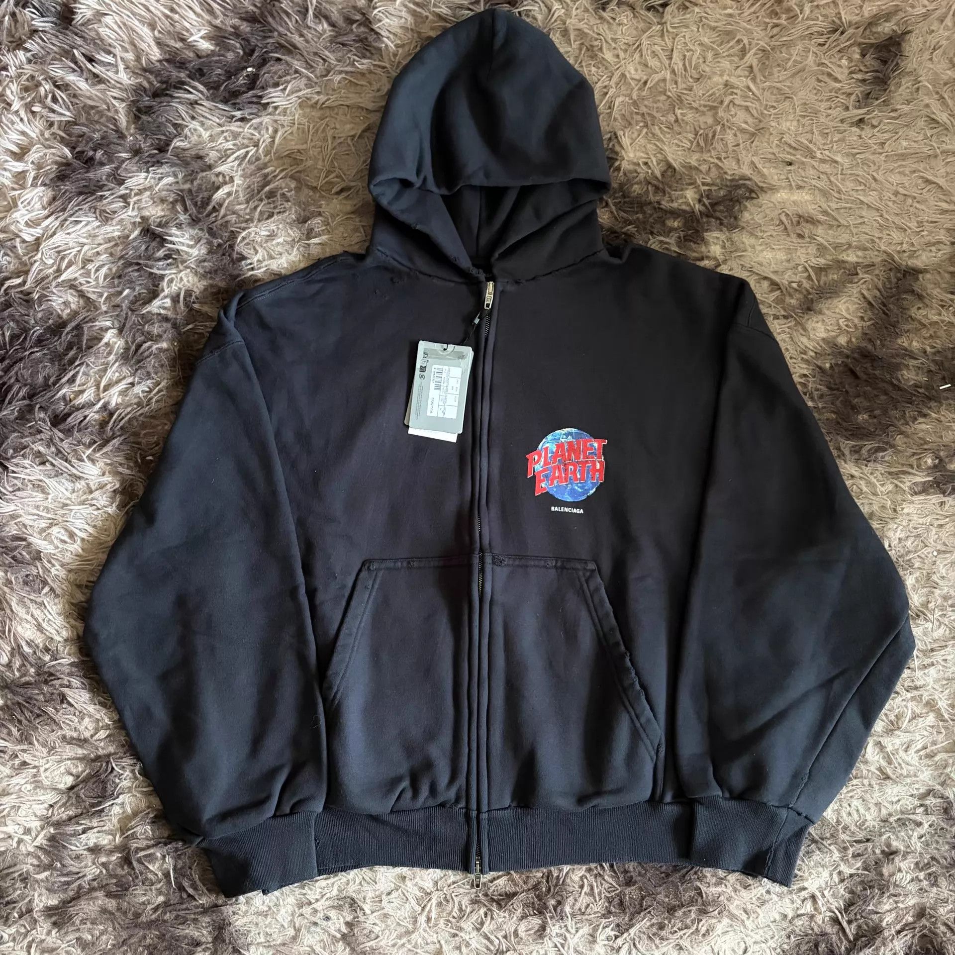 Balenciaga Balenciaga 24 Planet Earth Black Zip Hoodie M Size M / US 6-8 / IT 42-44 - 1 Thumbnail