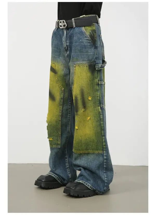 Japanese Brand Kimura x Akane Mid-Waist Baggy Distressed Ripped Jeans Size US 30 / EU 46 - 1 Thumbnail
