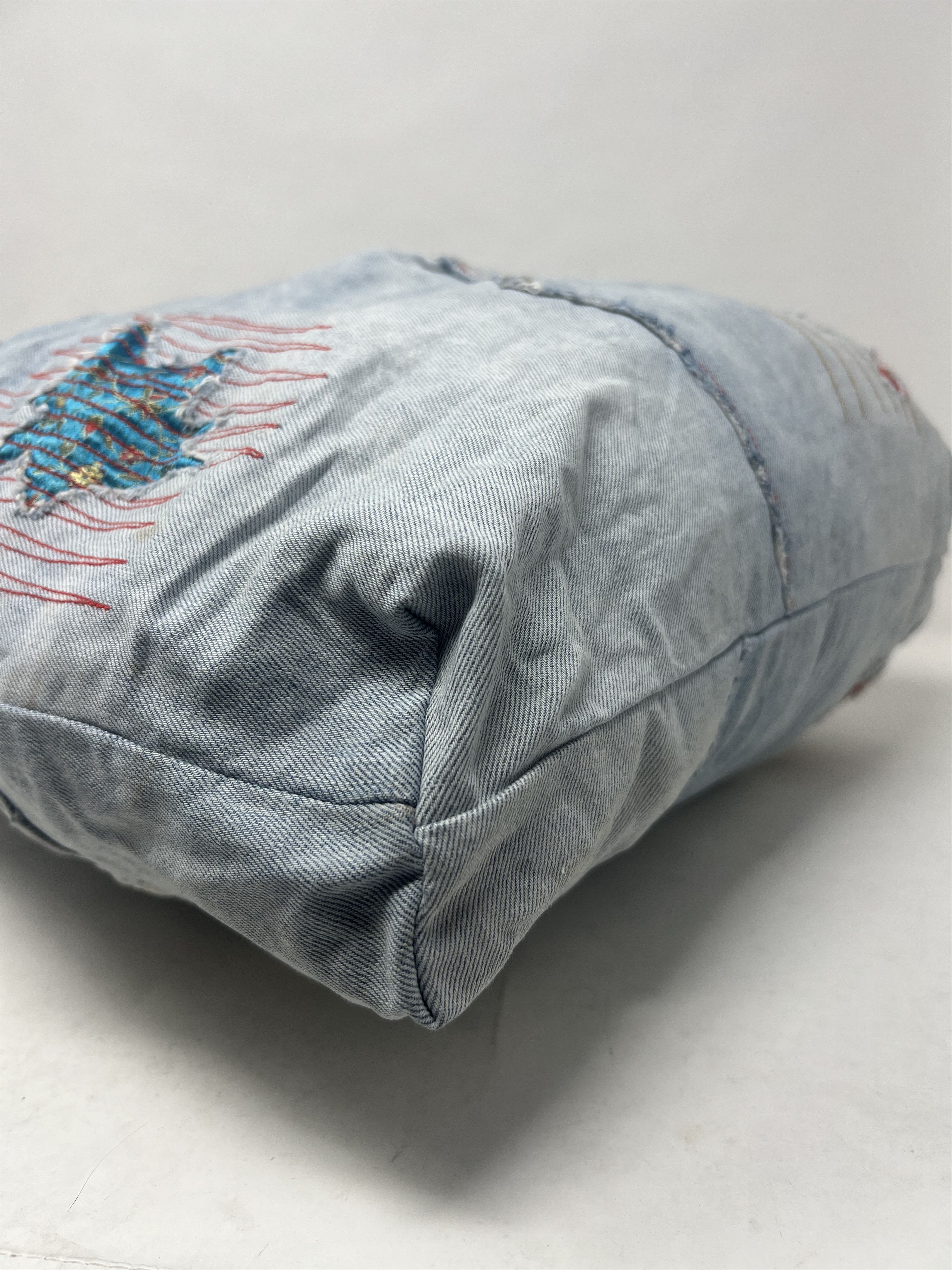 Japanese Brand Patchwork Denim Distressed Style Tote Bag Size ONE SIZE - 7 Thumbnail