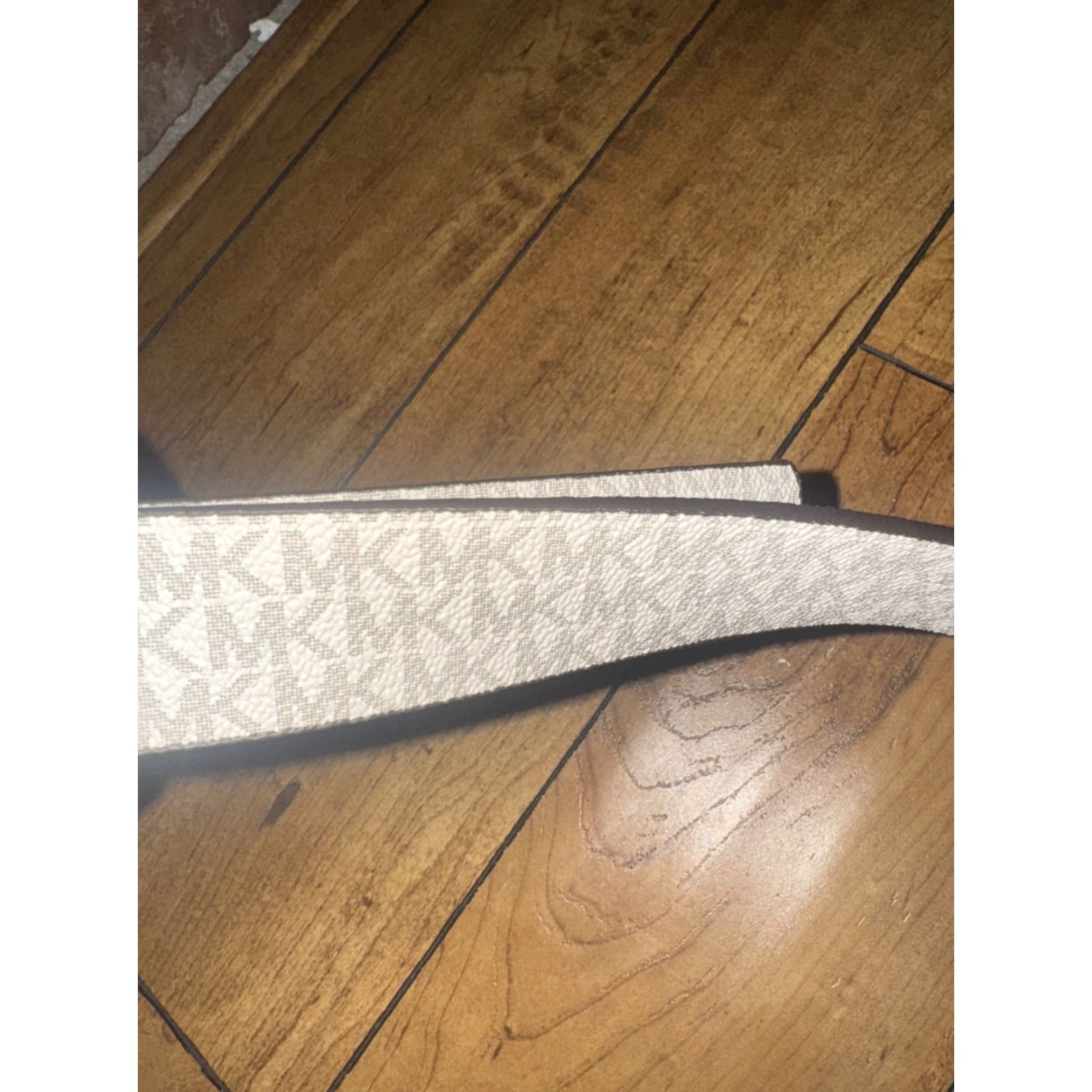 Michael Kors VINTAGE Michael Kors Reversible Belt Brown & White Gold Buckle Size 34 MK Logo Designer Size ONE SIZE - 3 Thumbnail