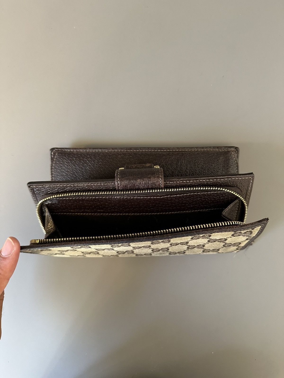 Gucci Gucci GG Canvas & Leather Wallet – Brown Monogram Size ONE SIZE - 6 Thumbnail