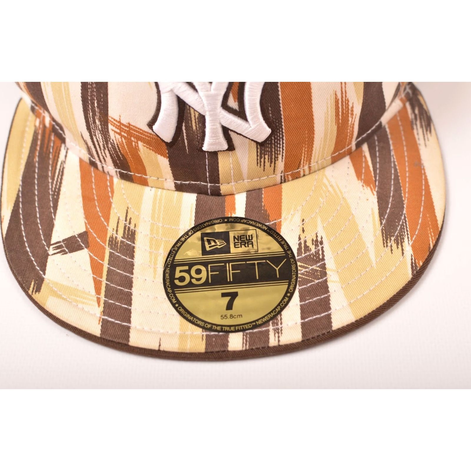 New Era New Era 59Fifty NY Brown Beige Striped Cotton Snapback Cap Size 7 (55.8 cm) Mens Hat Size ONE SIZE - 3 Thumbnail