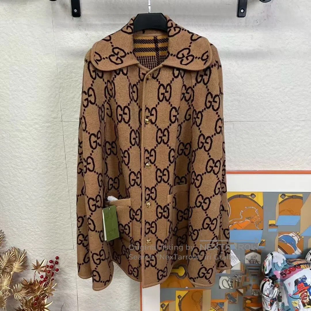 Gucci Guicci Reversible All-Over Print Wool Cape Coat| Size M / US 6-8 / IT 42-44 - 1 Thumbnail