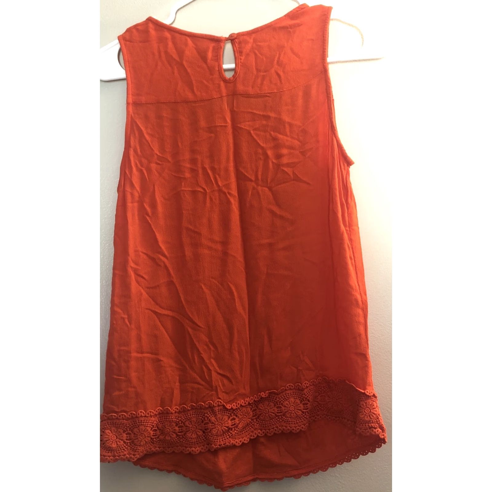 Gap Gap Tank Top Shirt Womens M Medium Orange Coral Crochet Trim Lace Knit Sleeveless Round Neck Casual Size M / US 6-8 / IT 42-44 - 4 Thumbnail