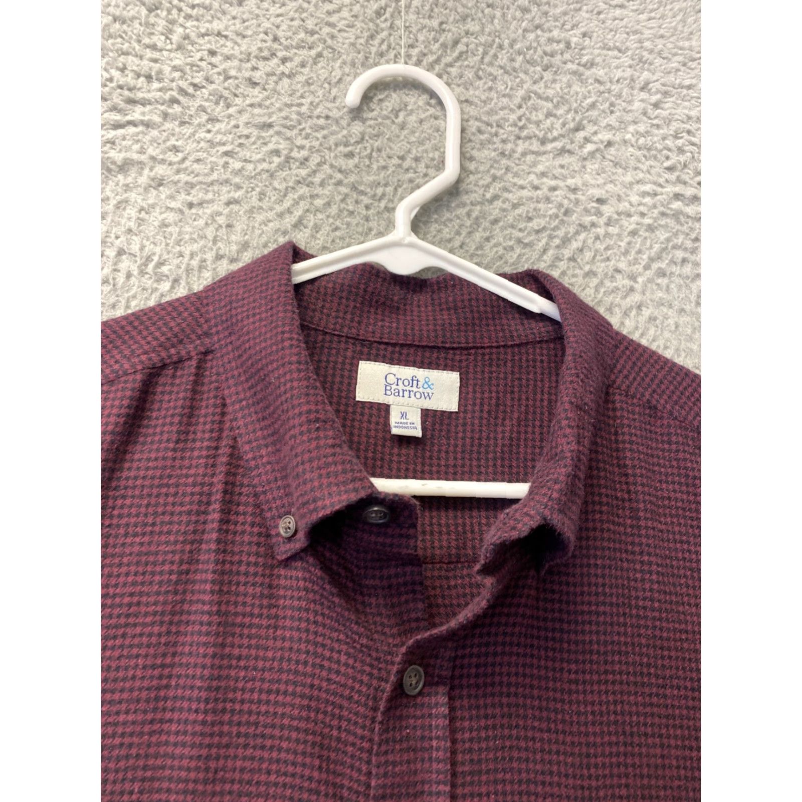 Croft & Barrow Croft Barrow Button-Up Shirt Mens XL Maroon Check Long Sleeve Casual Size US XL / EU 56 / 4 - 3 Thumbnail