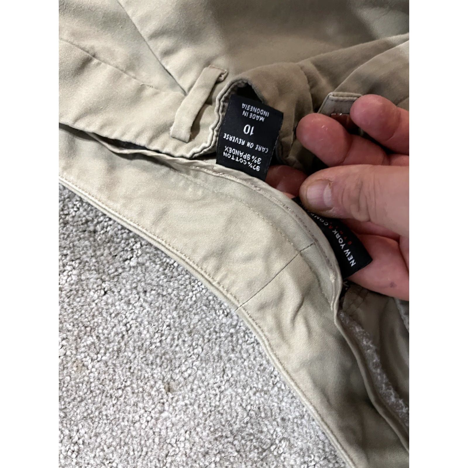 Vintage New York & Company Cropped Chino Pants Women's 10 Beige Stretch Mid-Rise Casual Size 32" / US 10 / IT 46 - 5 Thumbnail