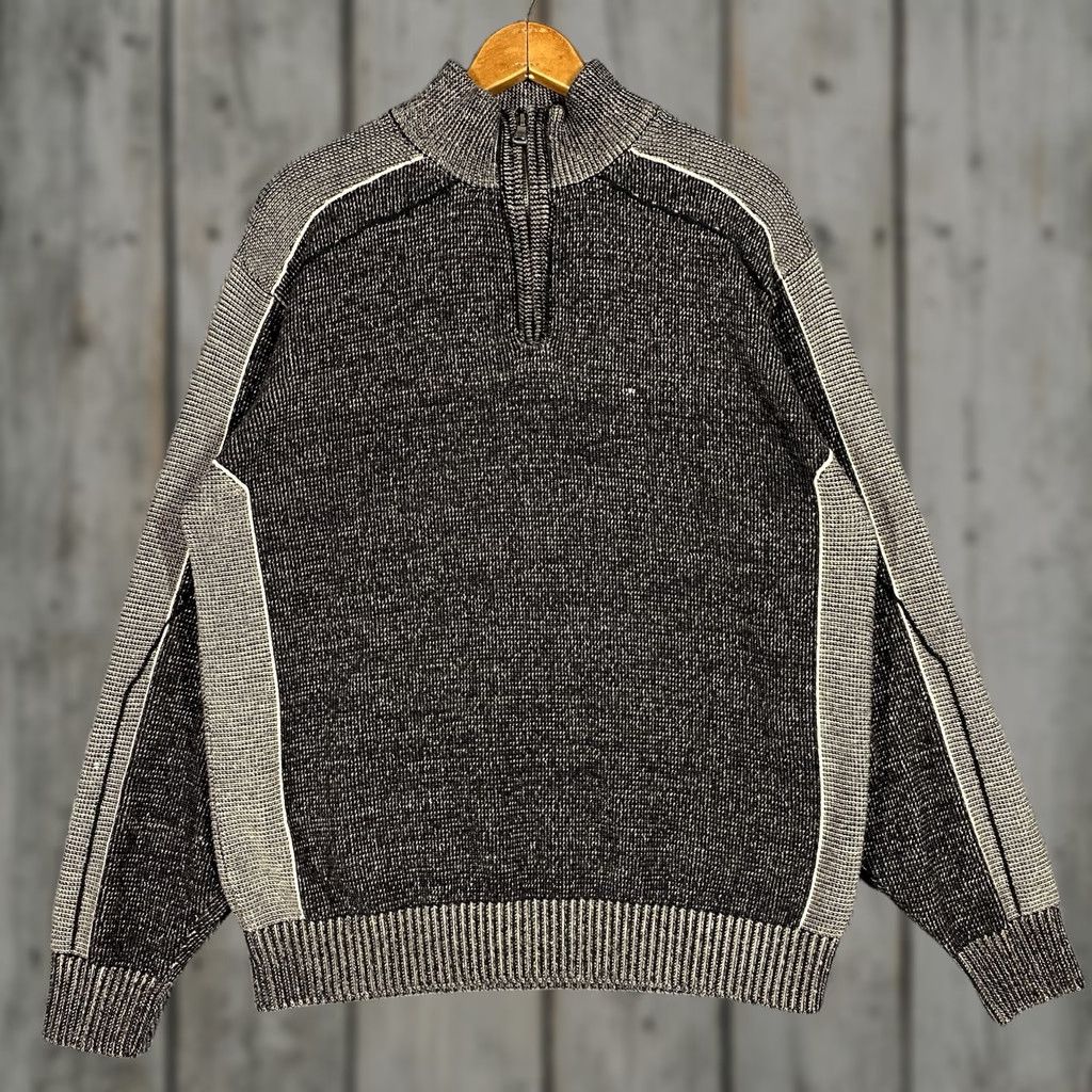Vintage Buckle Sweater Men XL Knit 1/4 Zip Mock Neck Pullover Athletic Fit Gray Size US XL / EU 56 / 4 - 1 Thumbnail