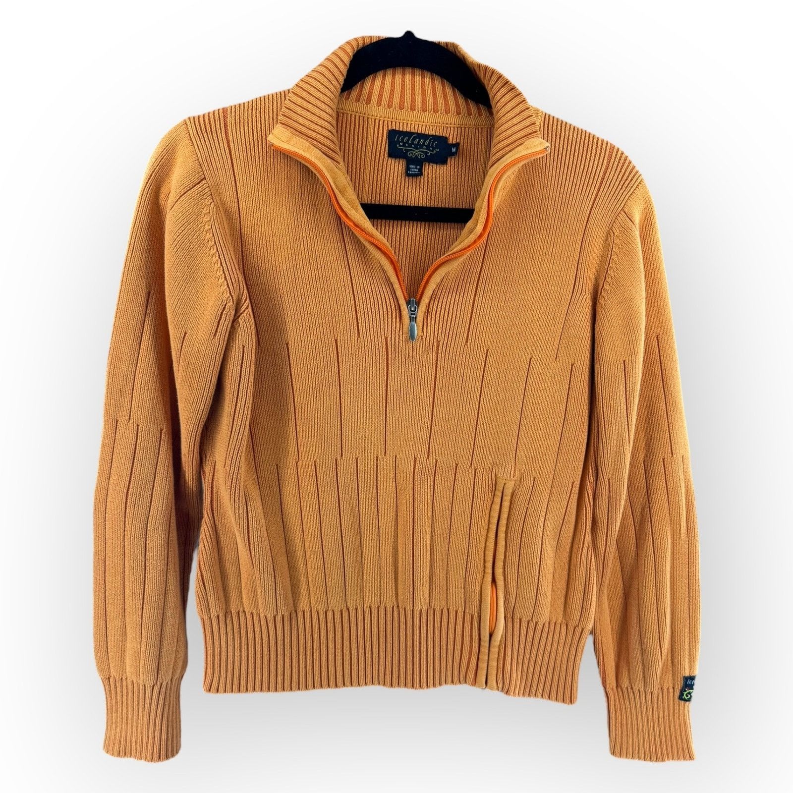 Other Icelandic Design Orange Sweater Womens M Rib Knit Pullover Size M / US 6-8 / IT 42-44 - 2 Thumbnail