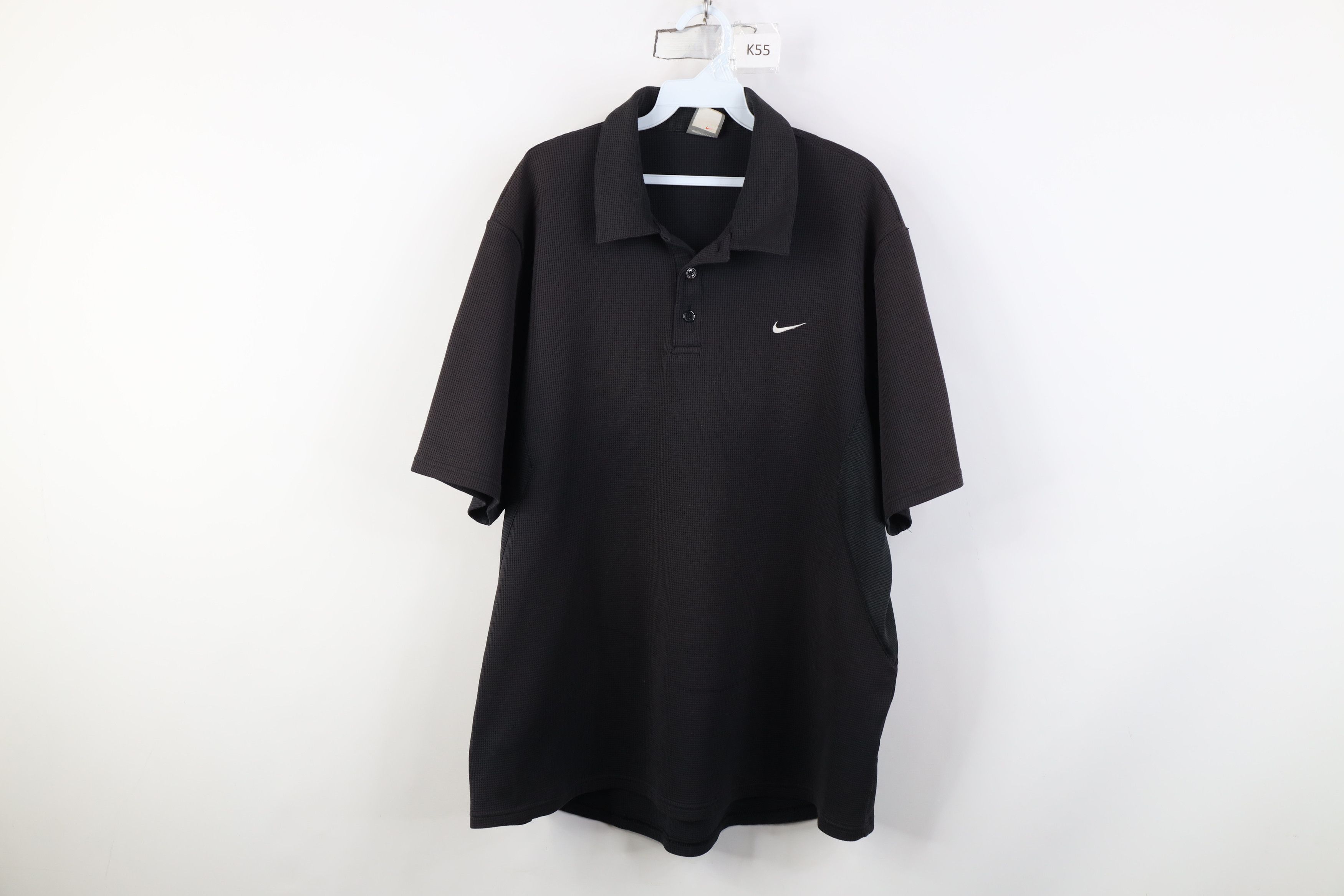 Nike Vintage Nike Mini Swoosh Sun Faded Thermal Knit Polo Black Size US XXL / EU 58 / 5 - 1 Thumbnail