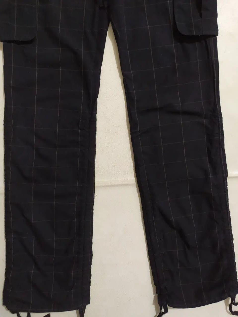 Other Unknown Japanese Black Check Cargo Wrinkle Style Pants Size US 29 - 6 Thumbnail