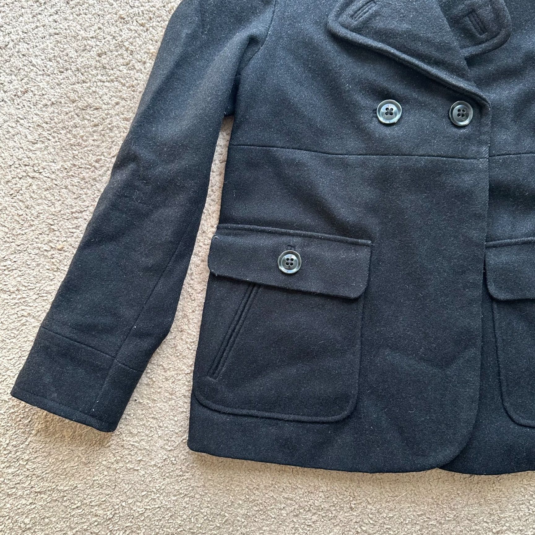 Gap GAP Pea Coat Womens Medium Wool Blend Notch Dark Grey Coat Size M / US 6-8 / IT 42-44 - 6 Thumbnail