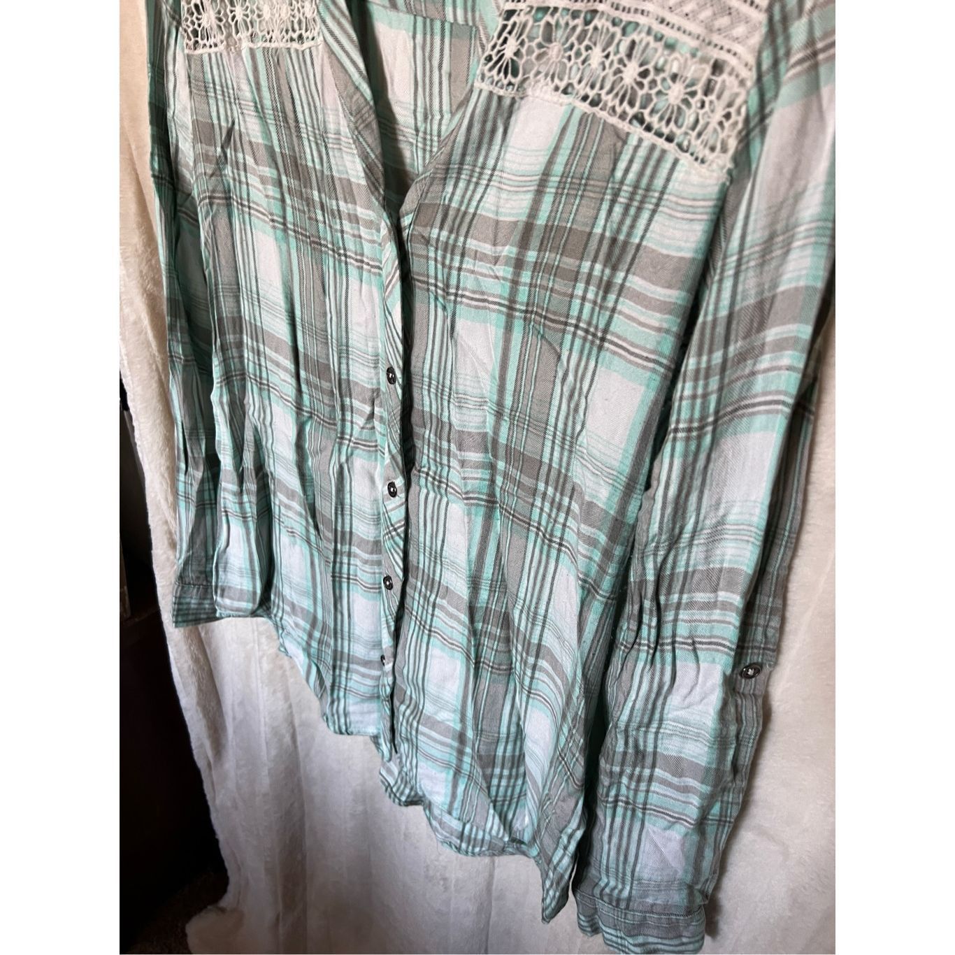 Other Vanity Plaid With Lace Button Up Woman’s Top Size Small Size S / US 4 / IT 40 - 2 Thumbnail