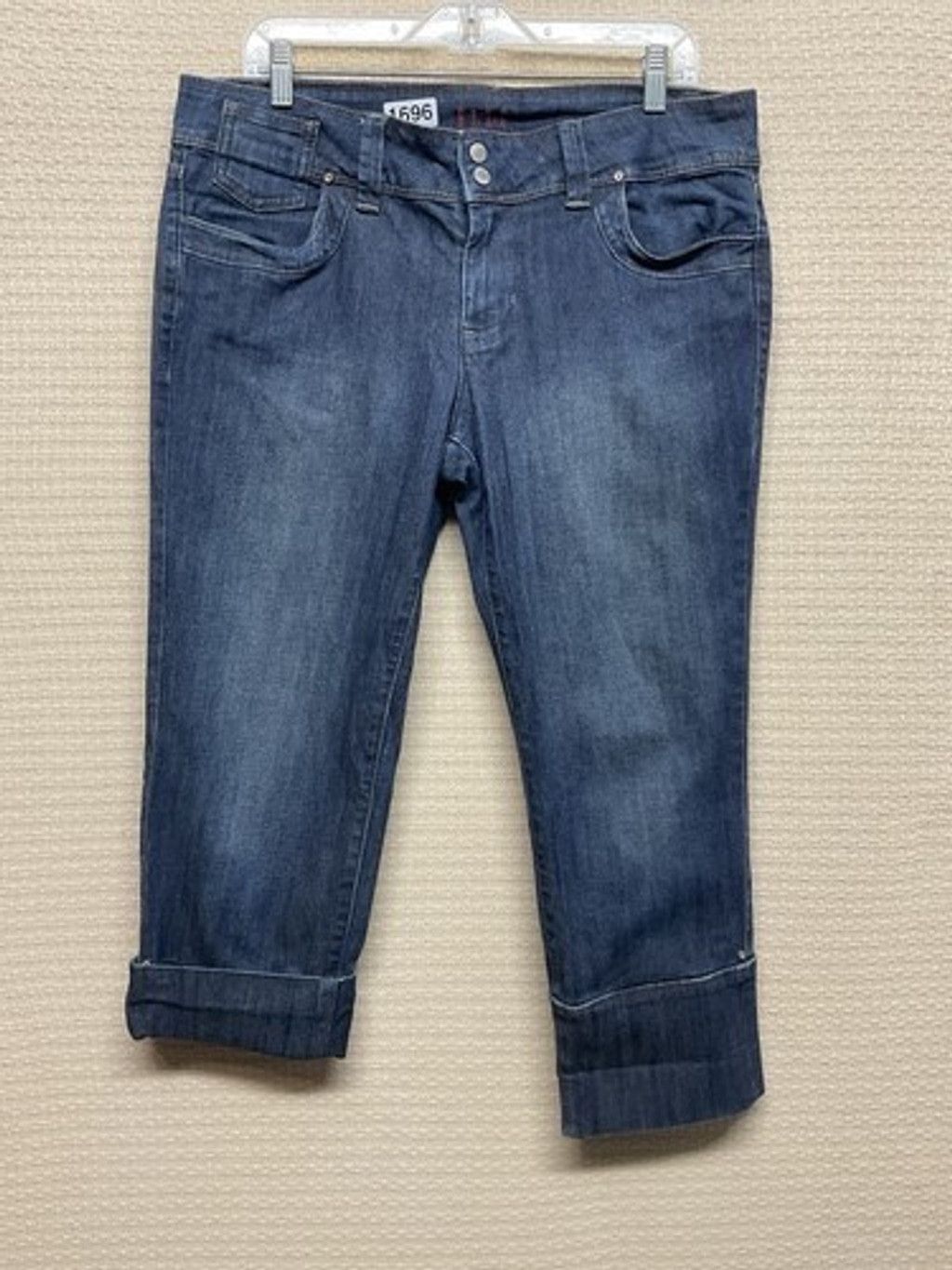 Other Elle Blue Dark Wash Cuffed Denim PantsCrop Jeans Women 12 Size 36" / US 14 / IT 50 - 8 Thumbnail