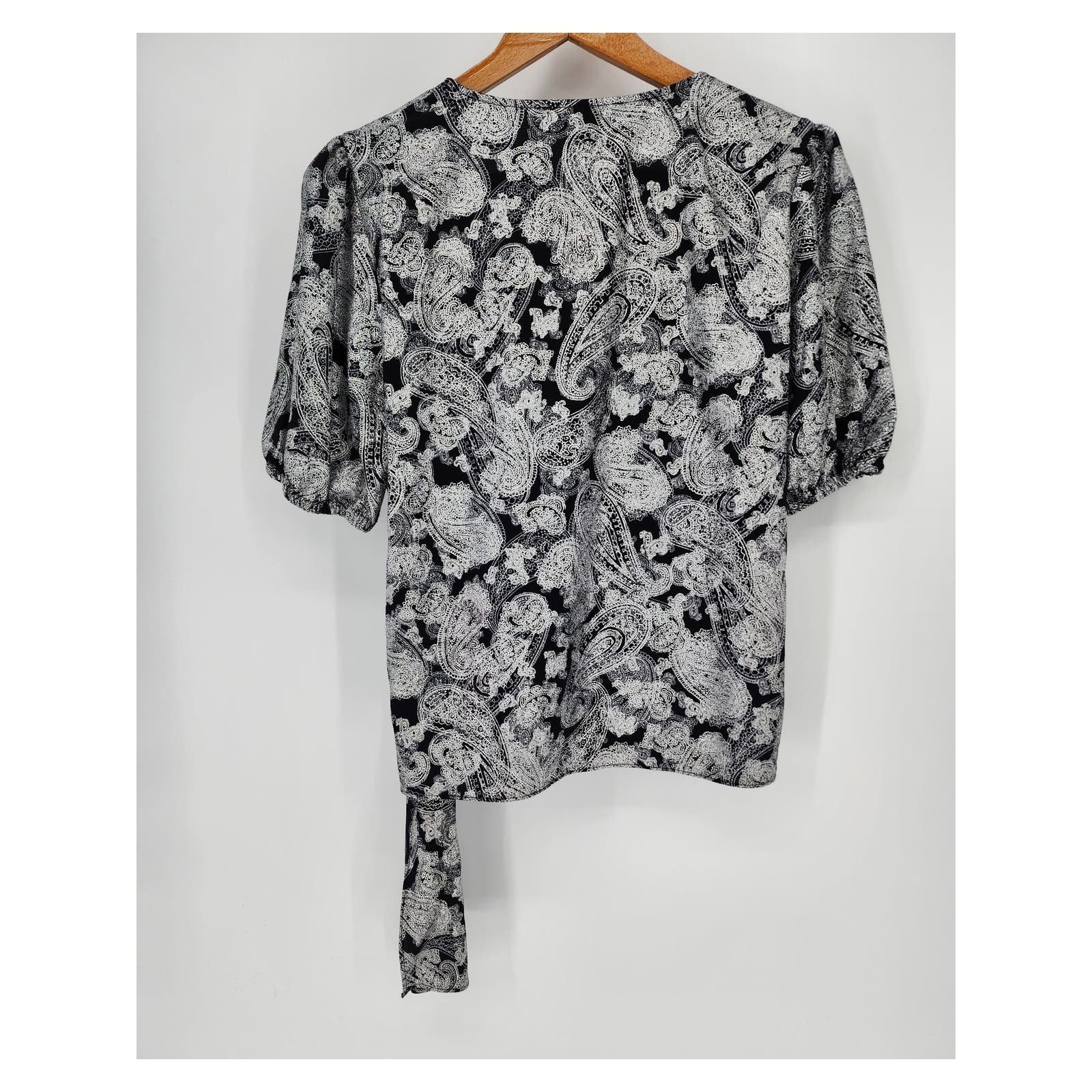 Michael Kors Michael Michael Kors Black & Silver Faux Wrap Blouse Size M Size M / US 6-8 / IT 42-44 - 1 Thumbnail