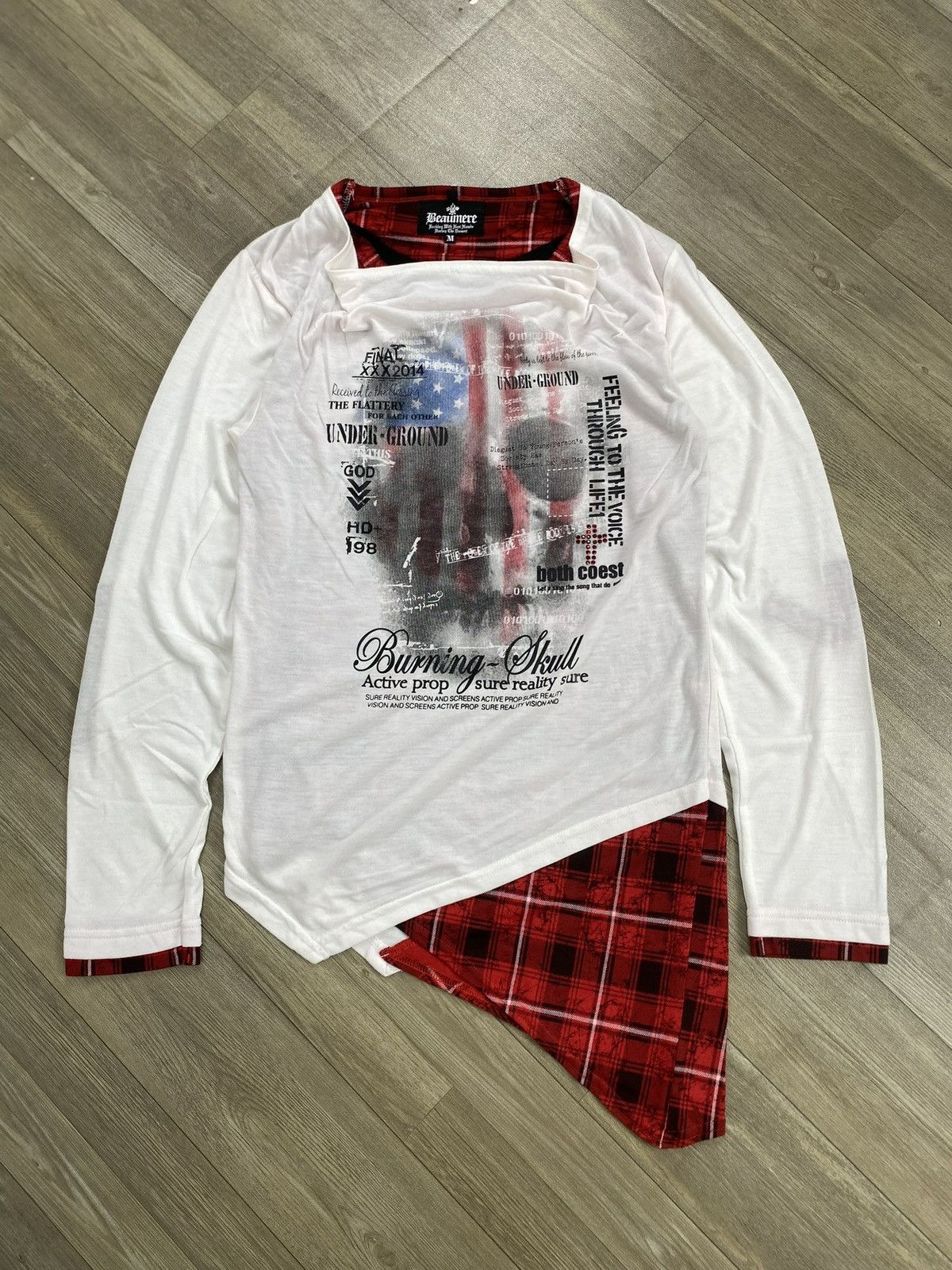 14th Addiction × If Six Was Nine × Le Grande Bleu (L.G.B.) 2000s Beaumerre Asymmetrical Double Layer Punk Longsleeve Size US M / EU 48-50 / 2 - 1 Thumbnail