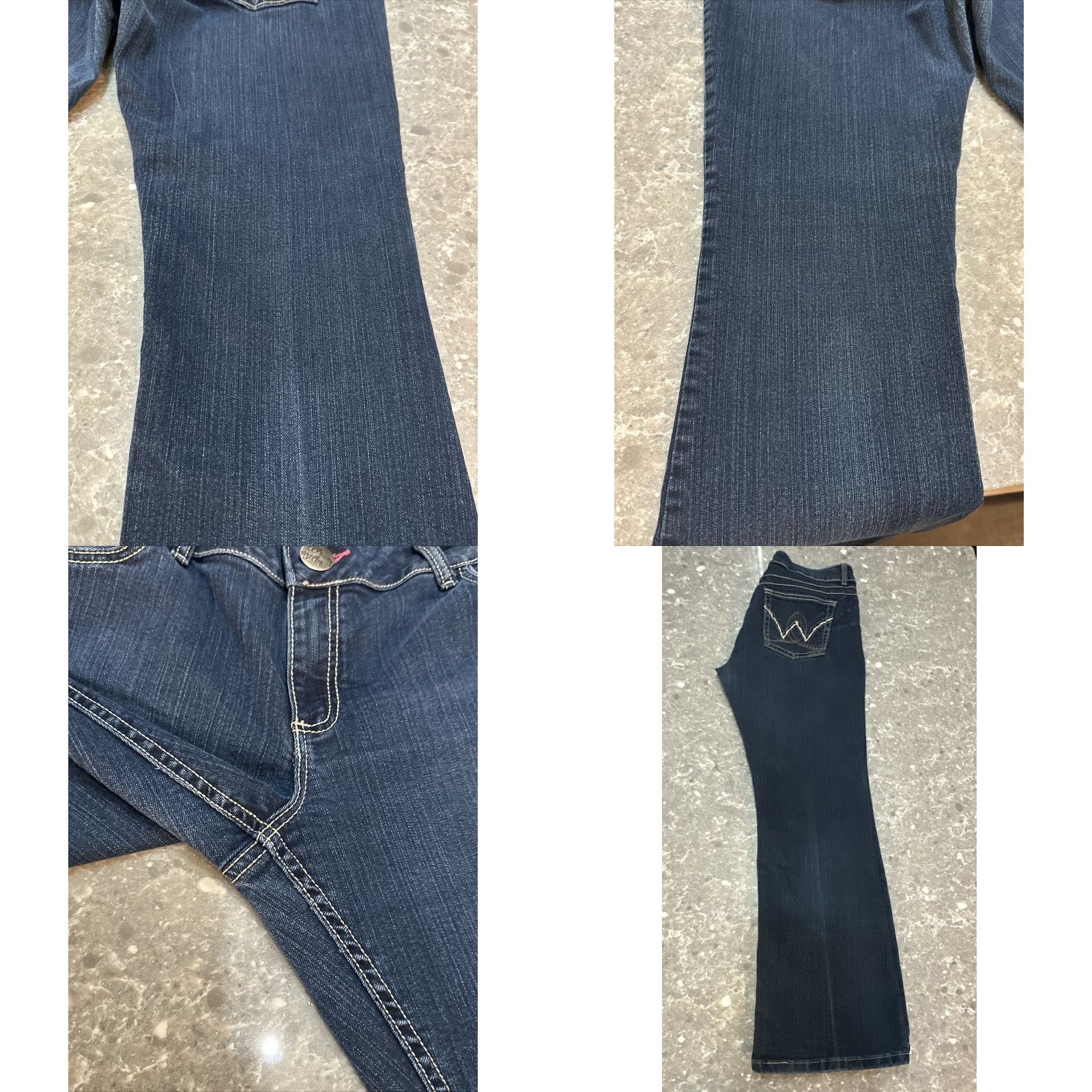 Wrangler VINTAGE Wrangler Jeans Bootcut Jeans Dark Wash 36x30.5 13/14x32 Women Mid Rise Stretch 5-Pocket Logo Cowgirl Western 80s 90s Size 34" / US 12 / IT 48 - 10 Thumbnail