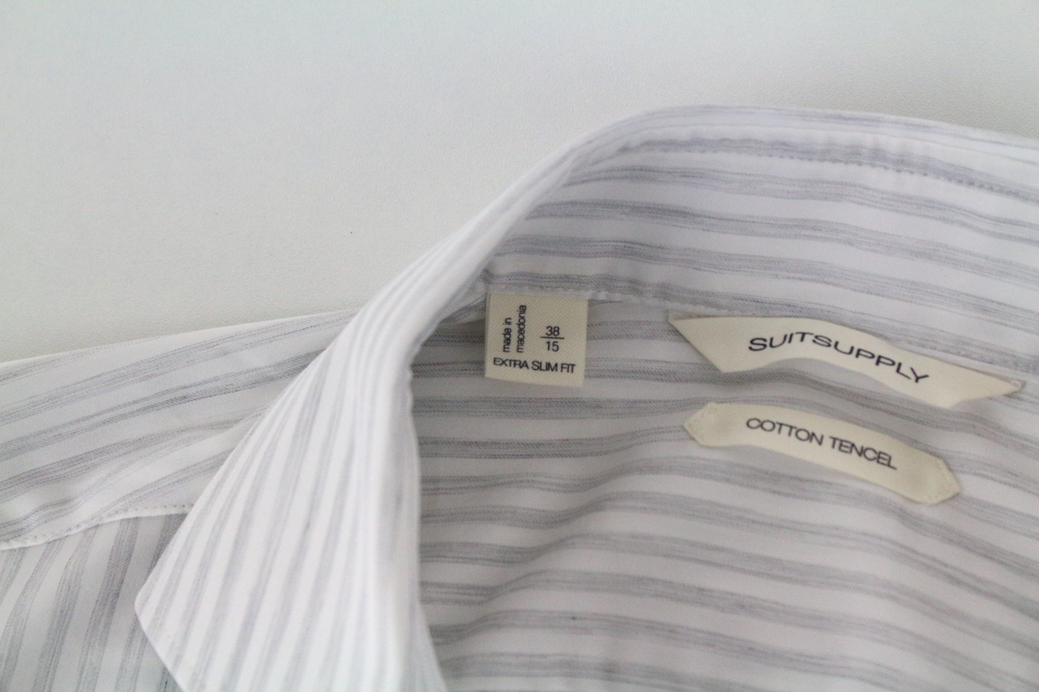 Suitsupply 38/15 Extra Slim Grey Cotton Blend Striped 72839 Size 38R - 5 Thumbnail