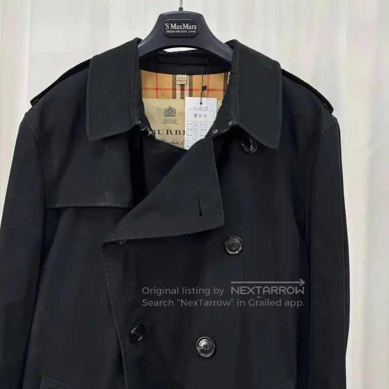 Burberry Burberry Black Cotton Double-Breasted Trench Coat. Size US XXL / EU 58 / 5 - 3 Thumbnail