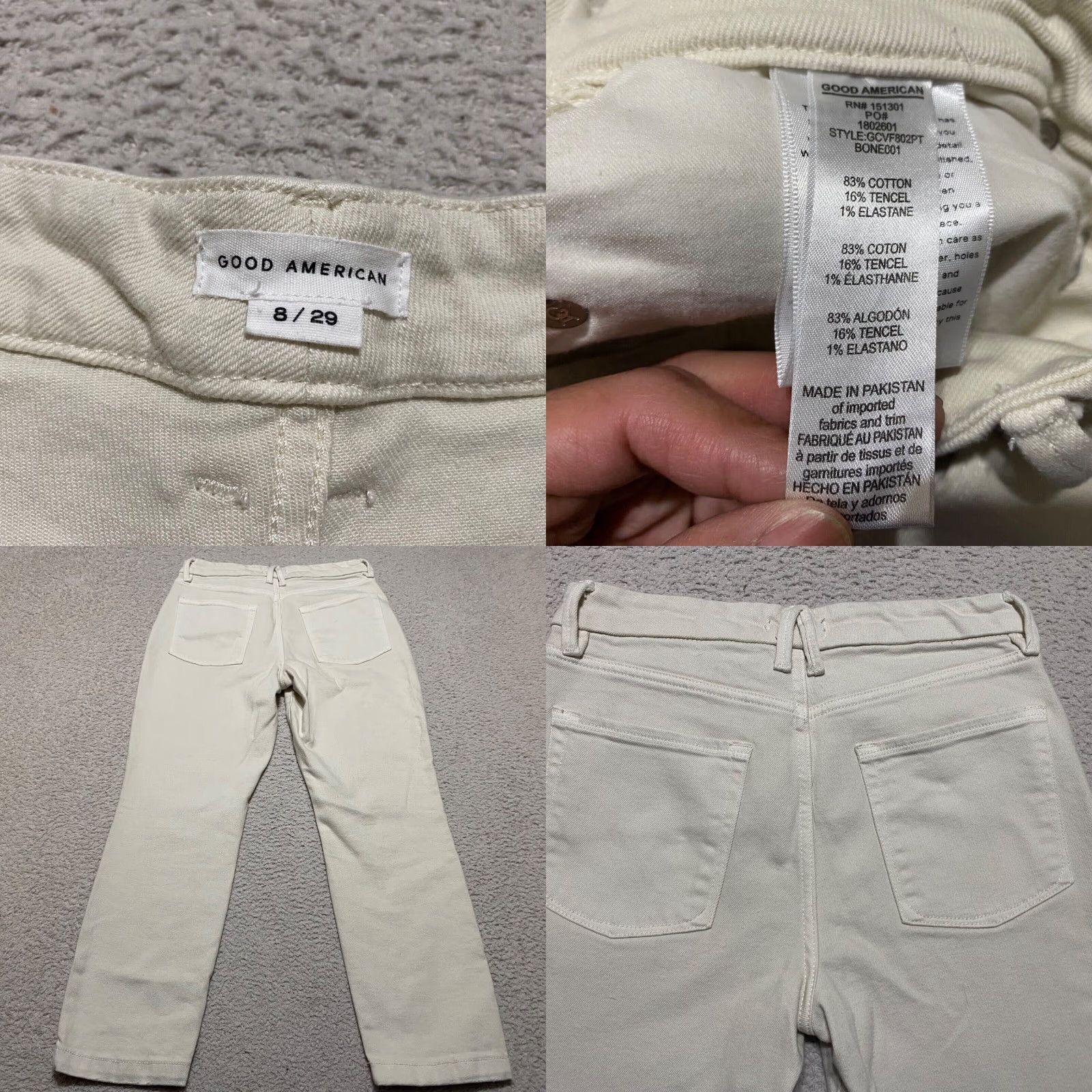 Good American Good American Jeans Womens Skinny Mid Rise Light Wash Ivory Denim 8 Size 25" / US 0 / IT 36 - 8 Thumbnail