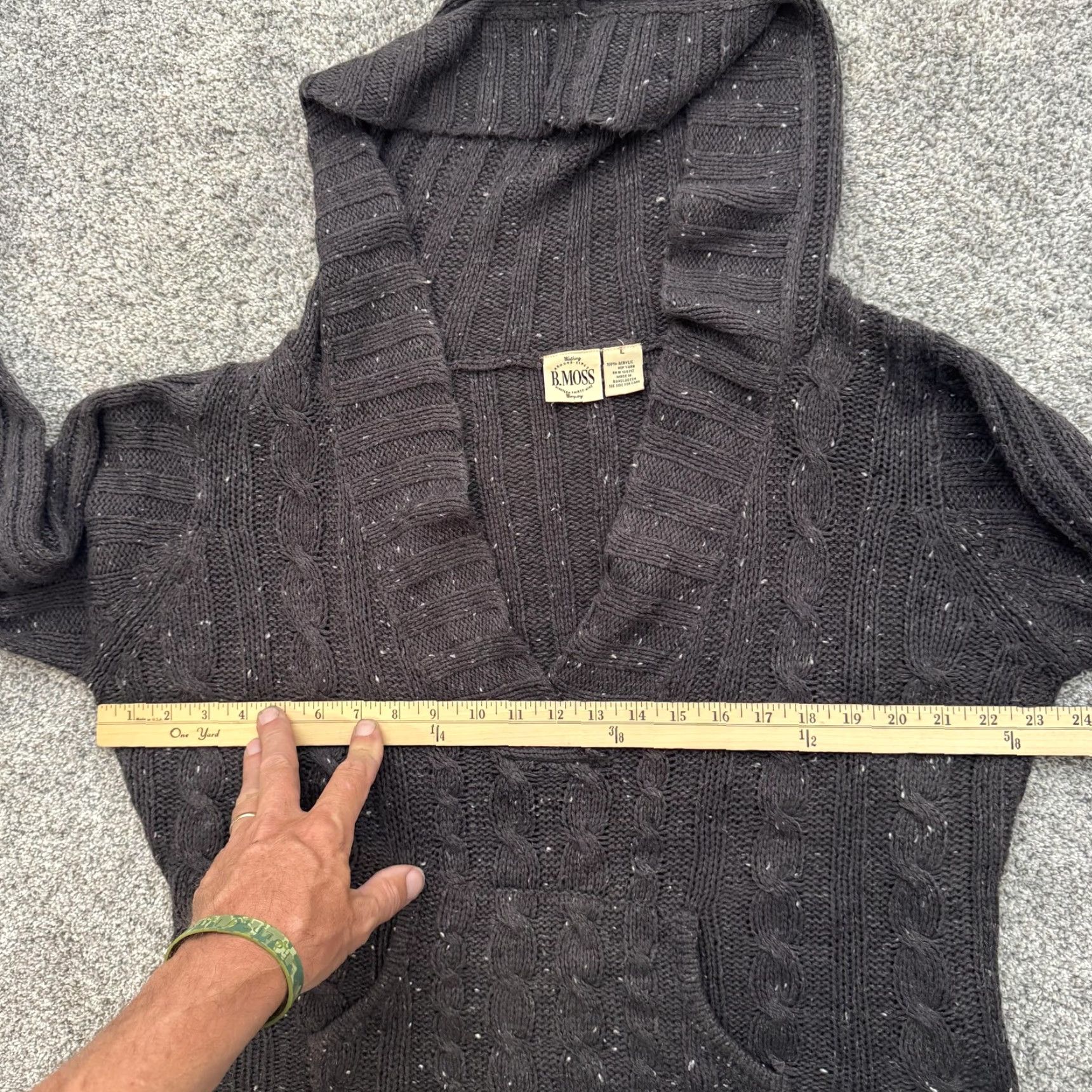 Vintage VINTAGE Unbranded B Moss Cable Knit Hooded Cropped Sweater L Gray Dark Academia Streetwear Women Pullover Hoodie Pockets 21.5in 47in Chest Size L / US 10 / IT 46 - 3 Thumbnail