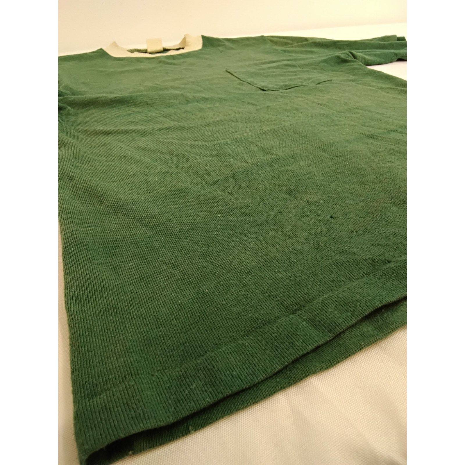 Handmade One Pocket Cotton T-Shirt Men's S Green VTG 1950s Small Hole Size US S / EU 44-46 / 1 - 7 Thumbnail