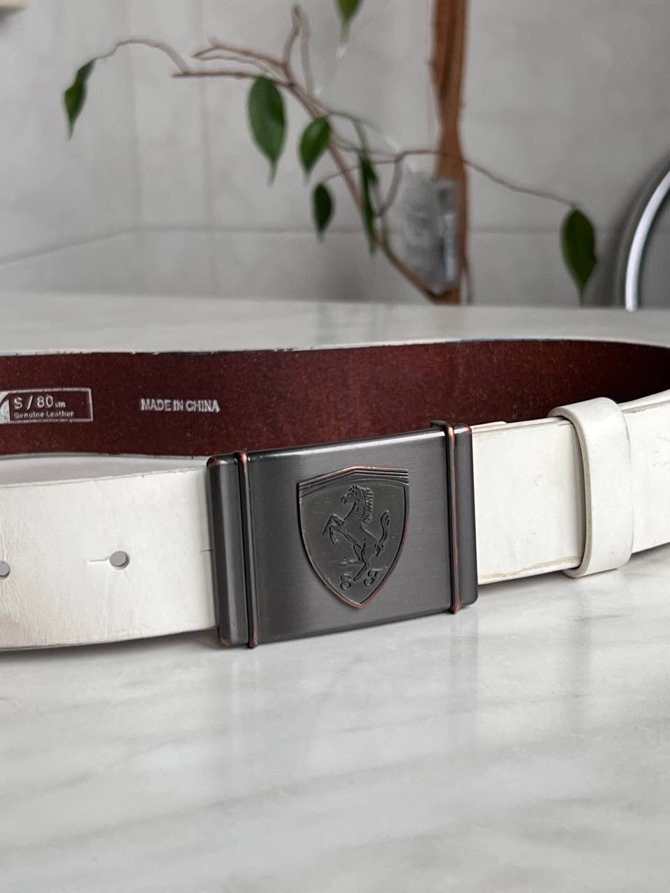 Ferrari × Vintage Vintage Leather Belt Ferrari Logo Y2K Style Size ONE SIZE - 17 Thumbnail