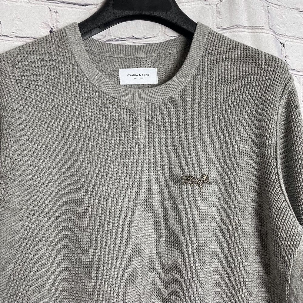 Ovadia & Sons Ovadia And Sons Cotton Waffle Knit Crew Neck Sweater in Hea Size US XXL / EU 58 / 5 - 5 Thumbnail