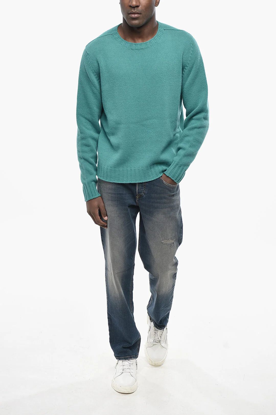 Palm Angels og1mm0326 Wool-Blend Crewneck Sweater in Light blue Size US M / EU 48-50 / 2 - 4 Thumbnail