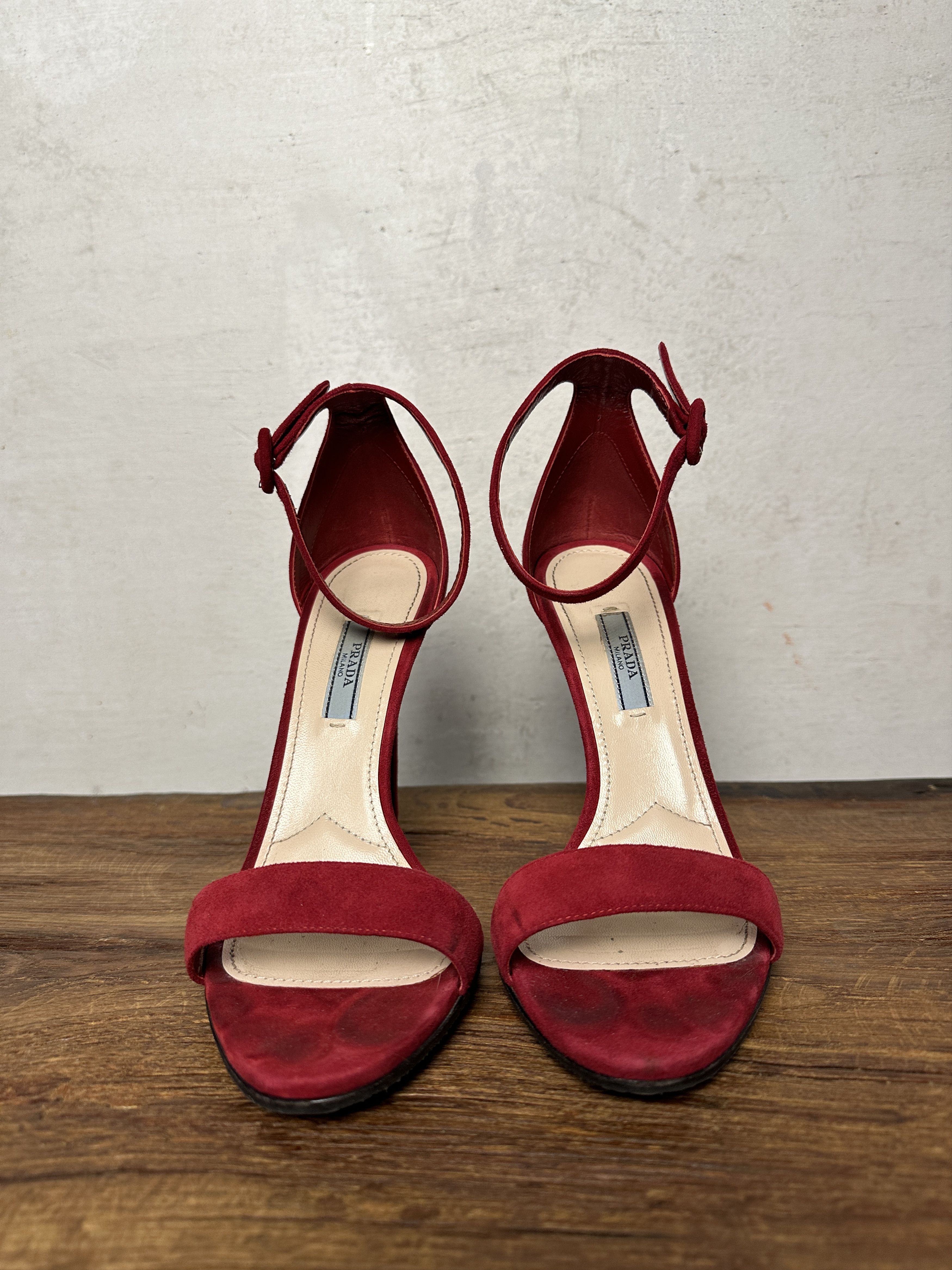 Prada Prada Red Suede Open Toe Ankle Strap Sandals Size US 9 / IT 39 - 5 Thumbnail