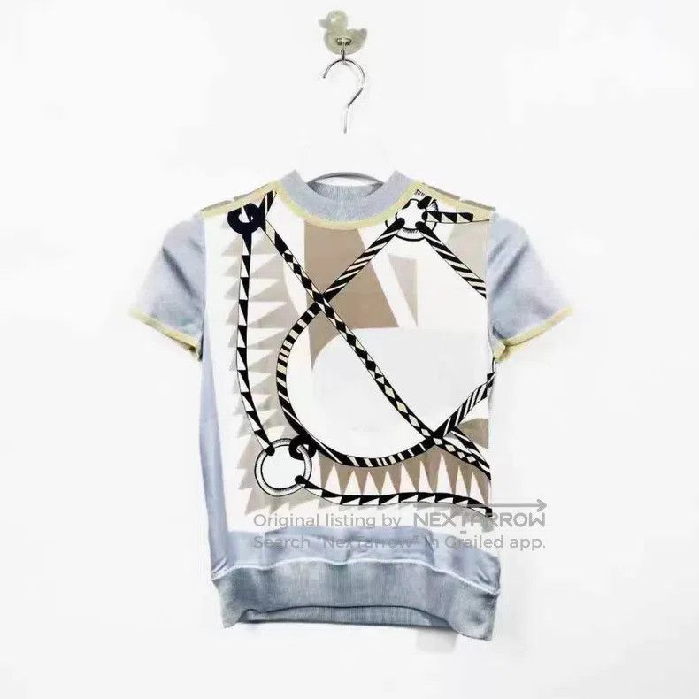 Hermes Hermes Silk and Knit Silk Short Sleeve Top Size XXS / US 00 / IT 34 - 1 Thumbnail