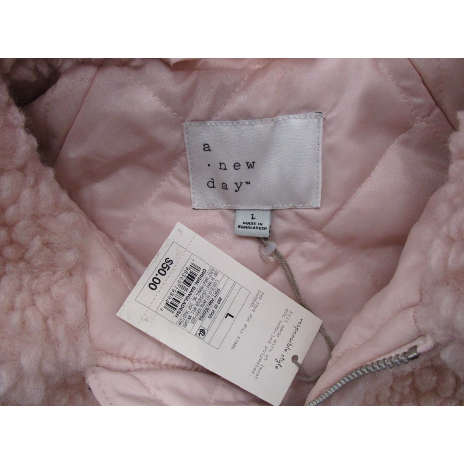 Vintage A New Day Jacket Pink Quilted Lined Full Zip Women's Size L Size L / US 10 / IT 46 - 2 Thumbnail