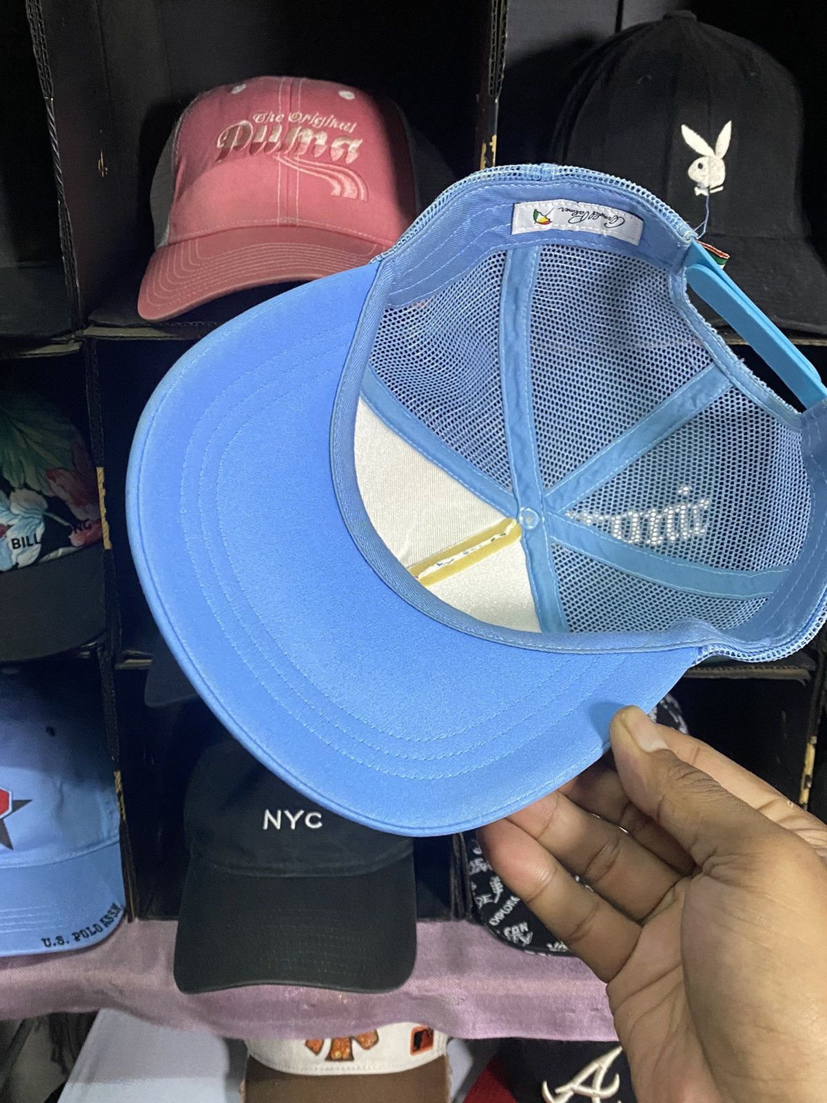 Designer × Japanese Brand × Vintage Cap vintage arnold palmer Trucker Mesh baby blue Size ONE SIZE - 7 Thumbnail