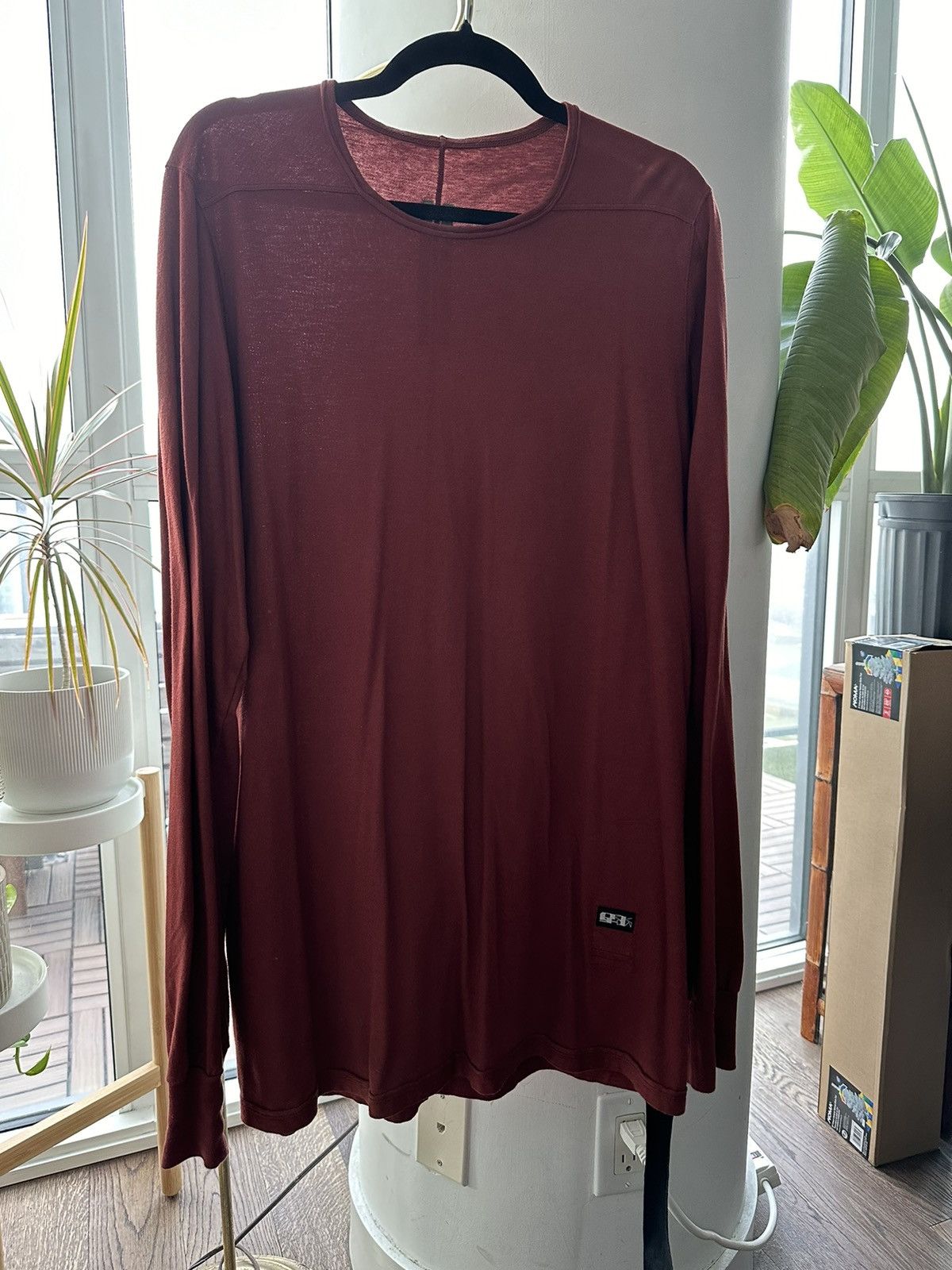 image of Rick Owens Drkshdw L/s Tee in Red, Men's (Size Medium)