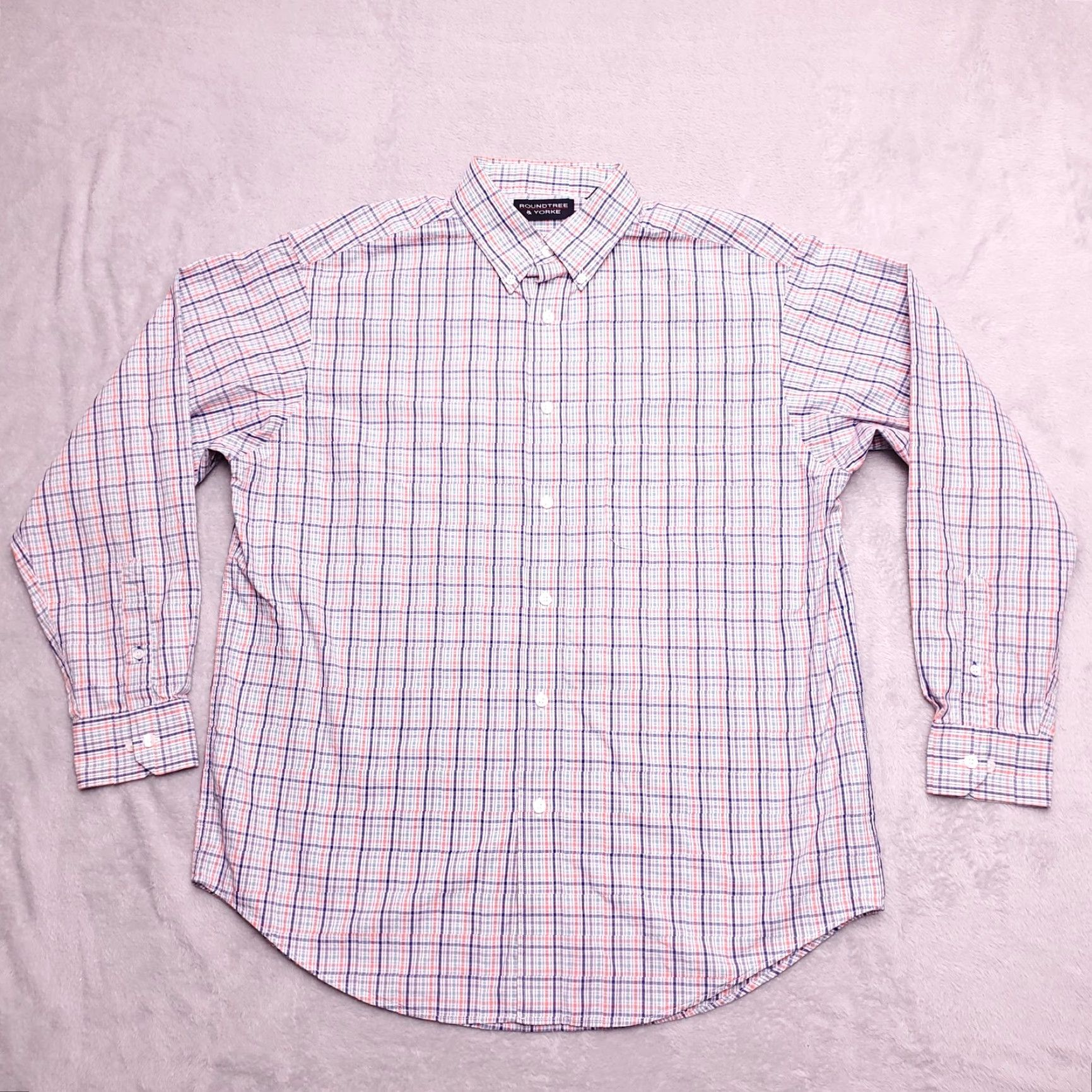 Roundtree & Yorke VINTAGE Roundtree & Yorke Shirt Men L Blue Plaid Button Long Sleeve 100% Cotton Casual Size US L / EU 52-54 / 3 - 2 Thumbnail