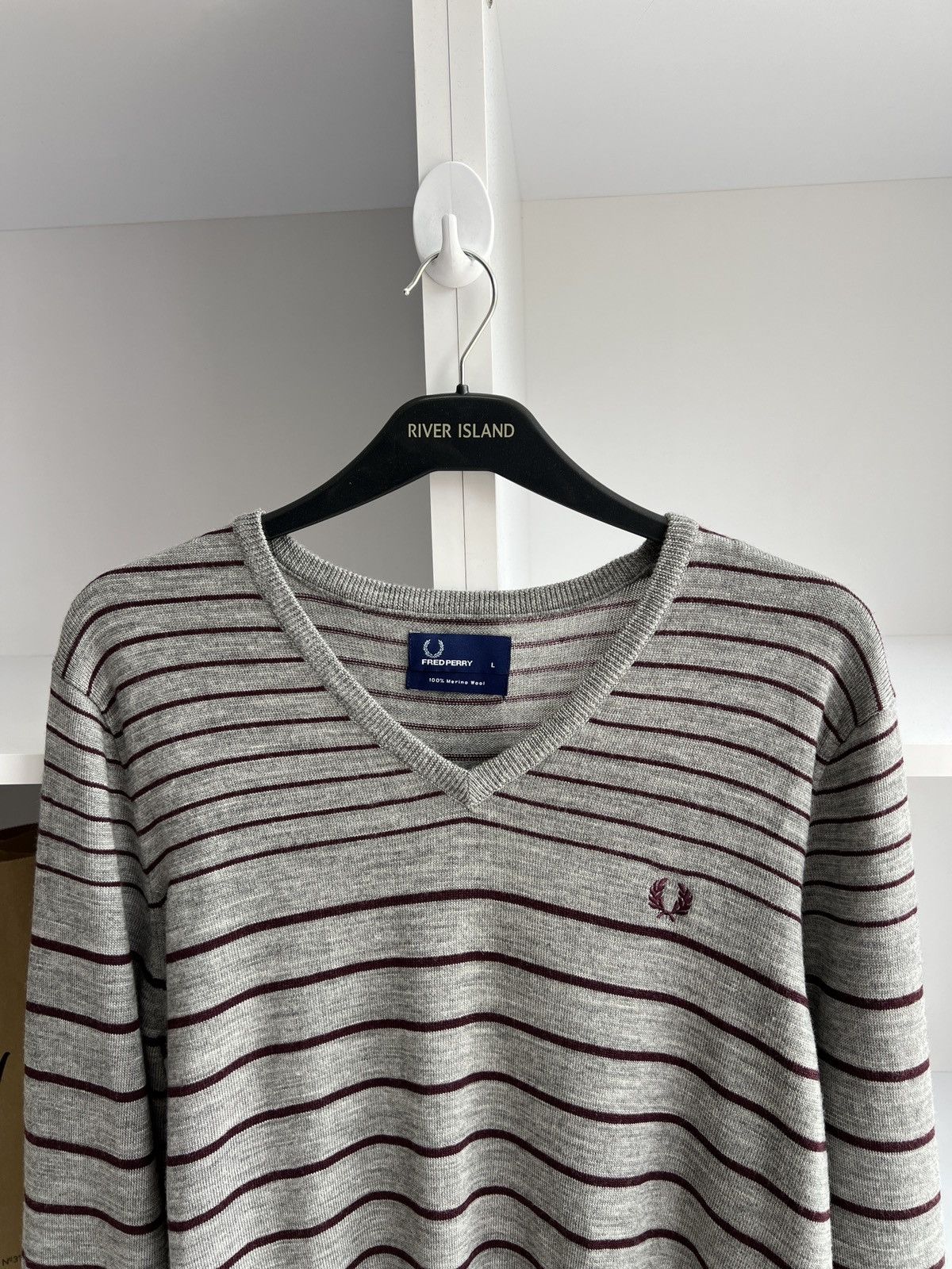 Fred Perry × Vintage Vintage Fred Perry V-neck sweater Size US L / EU 52-54 / 3 - 6 Thumbnail