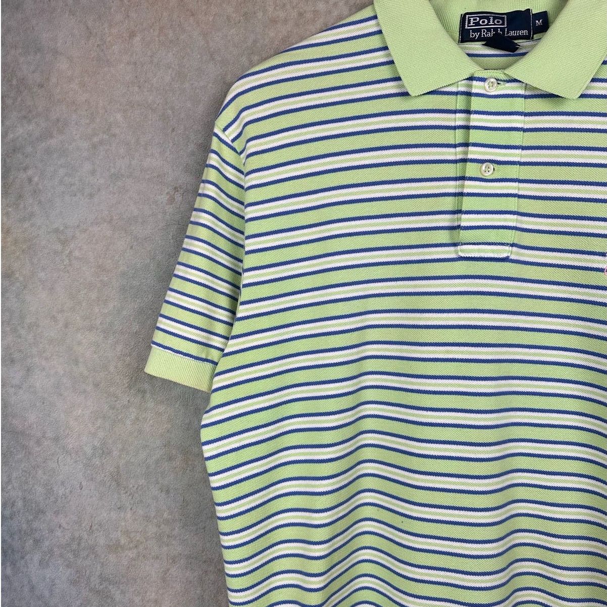 Polo Ralph Lauren × Vintage Vintage Polo Ralph Lauren Striped Polo Shirt Sz M Green Size US M / EU 48-50 / 2 - 5 Thumbnail