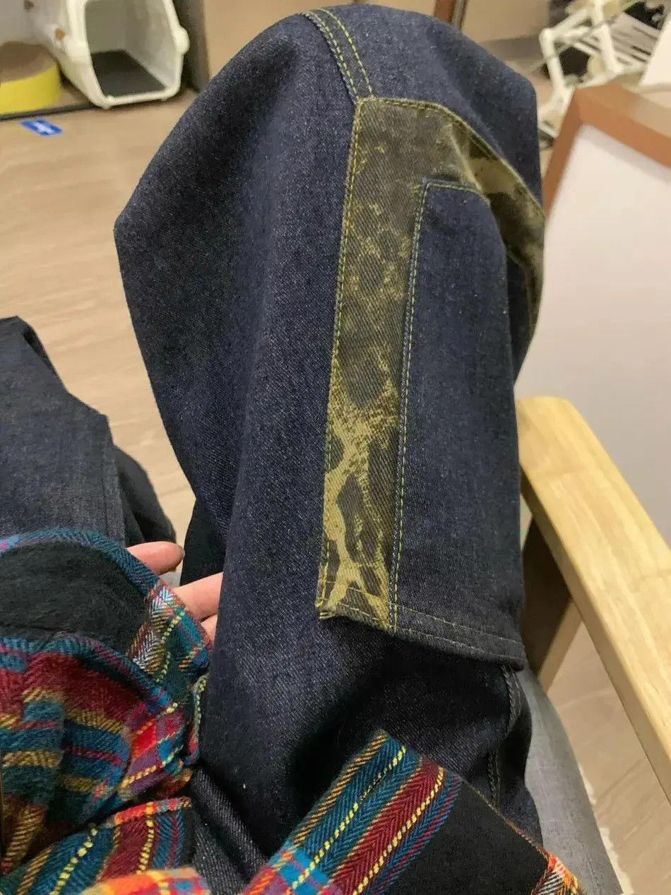 Japanese Brand Retro leopard print spliced straight leg jeans Size US 32 / EU 48 - 3 Thumbnail