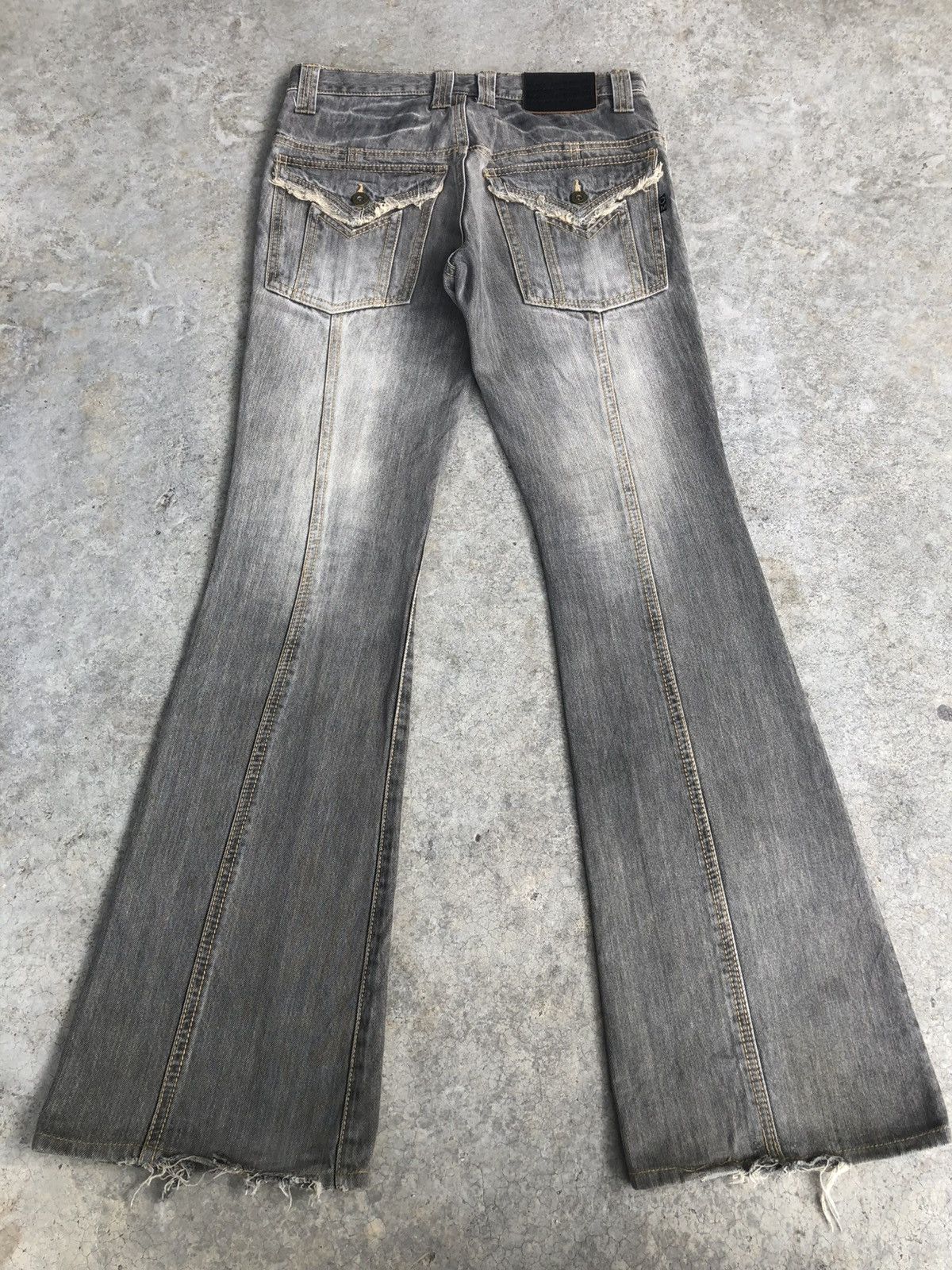 If Six Was Nine Japanese Morgan Homme Flared Jeans Distressed Denim Size US 31 - 2 Thumbnail