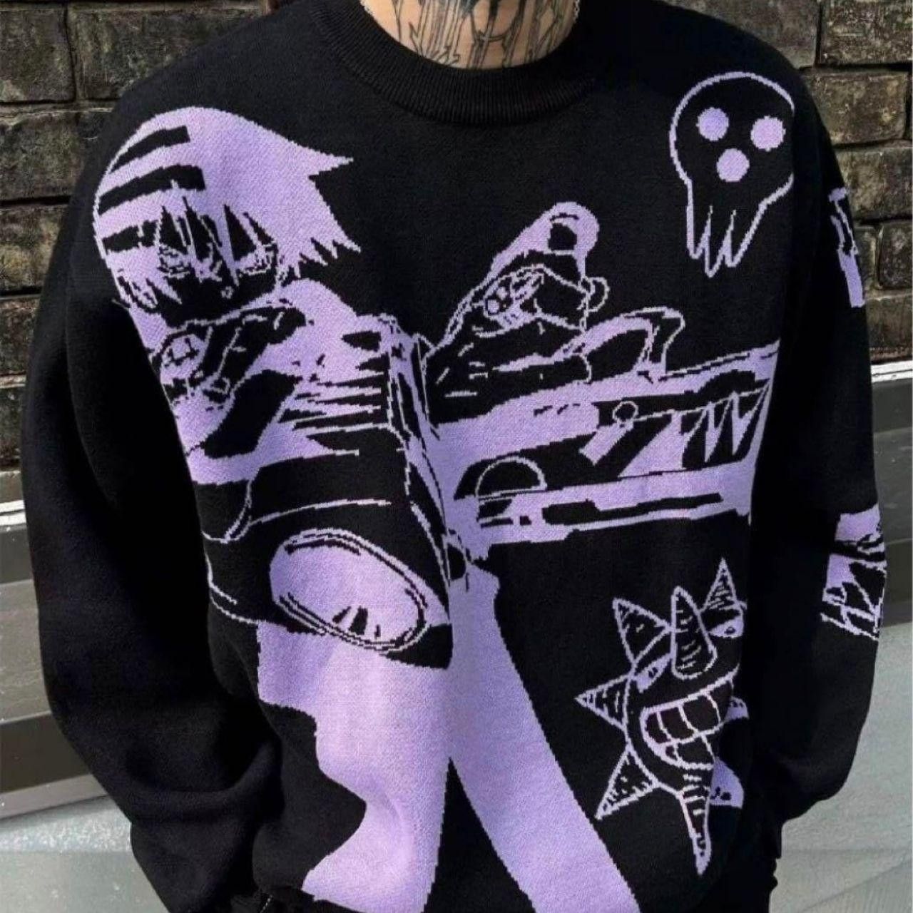 Other Y2k Black and Purple Sora Clothing Sweater Size L / US 10 / IT 46 - 1 Thumbnail
